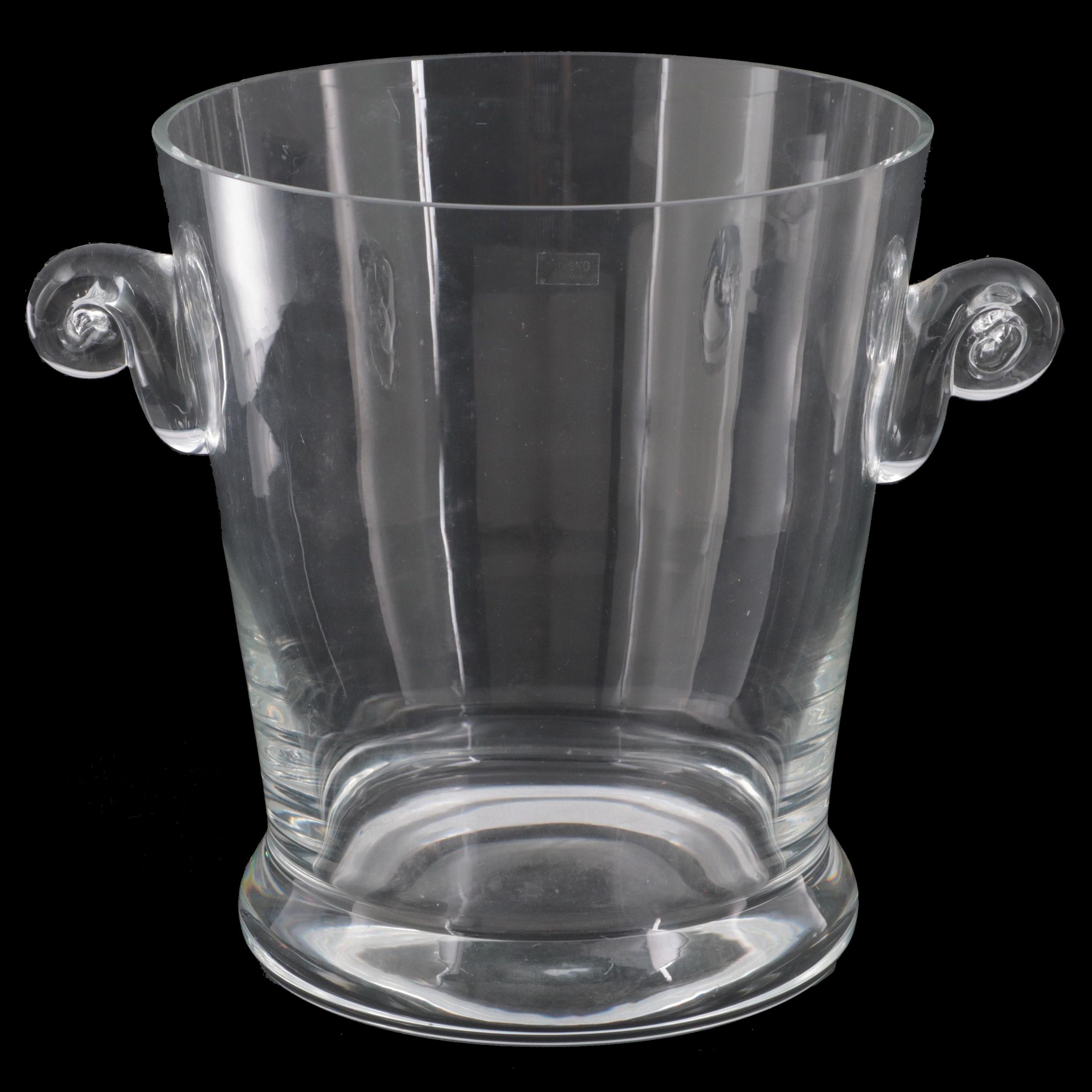 Krosno Handblown Scroll-Handled Glass Ice Bucket
