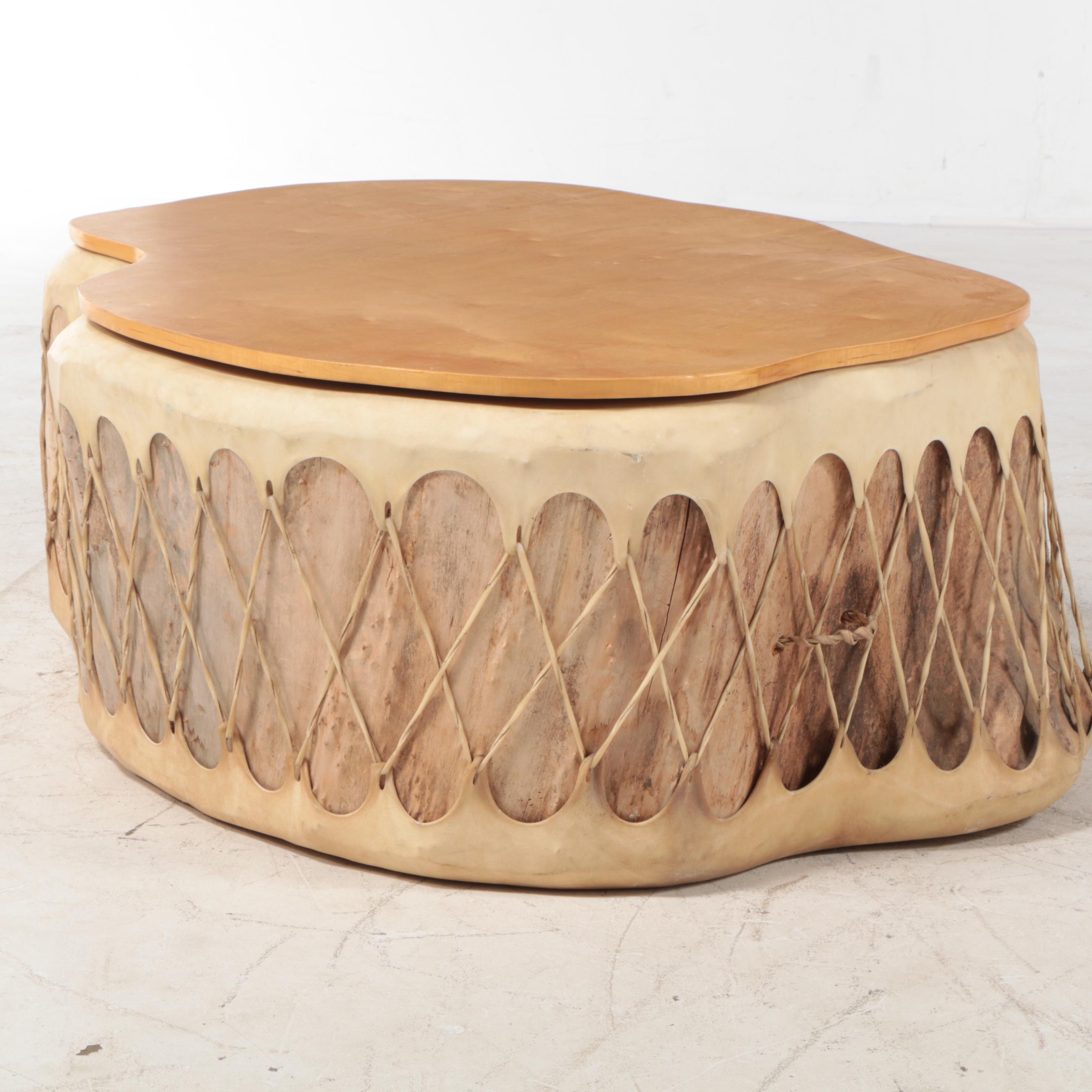 Native American Raymond Gallegos Cochiti Drum Table