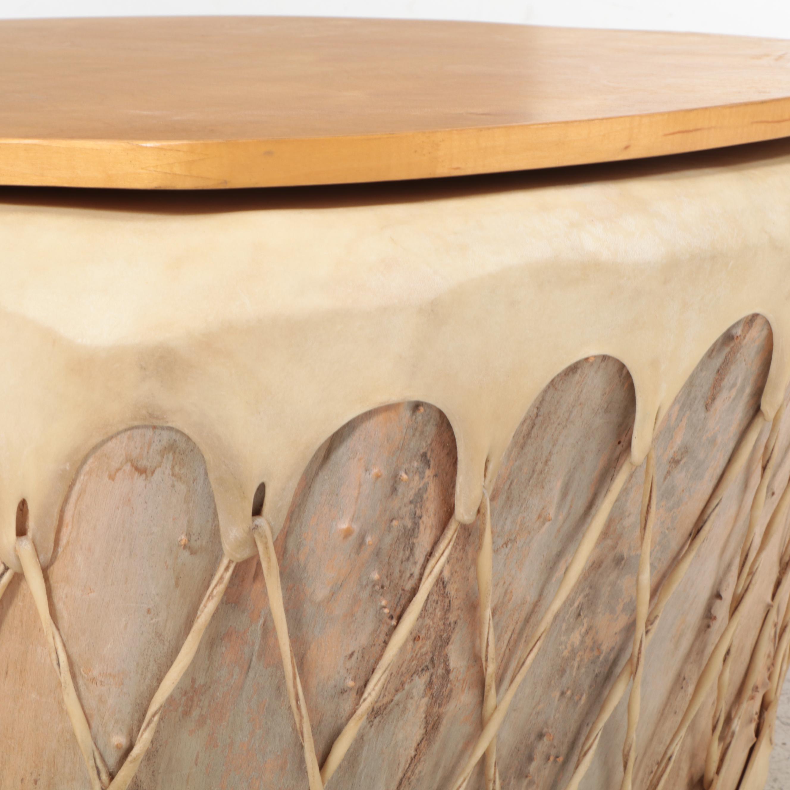 Native American Raymond Gallegos Cochiti Drum Table