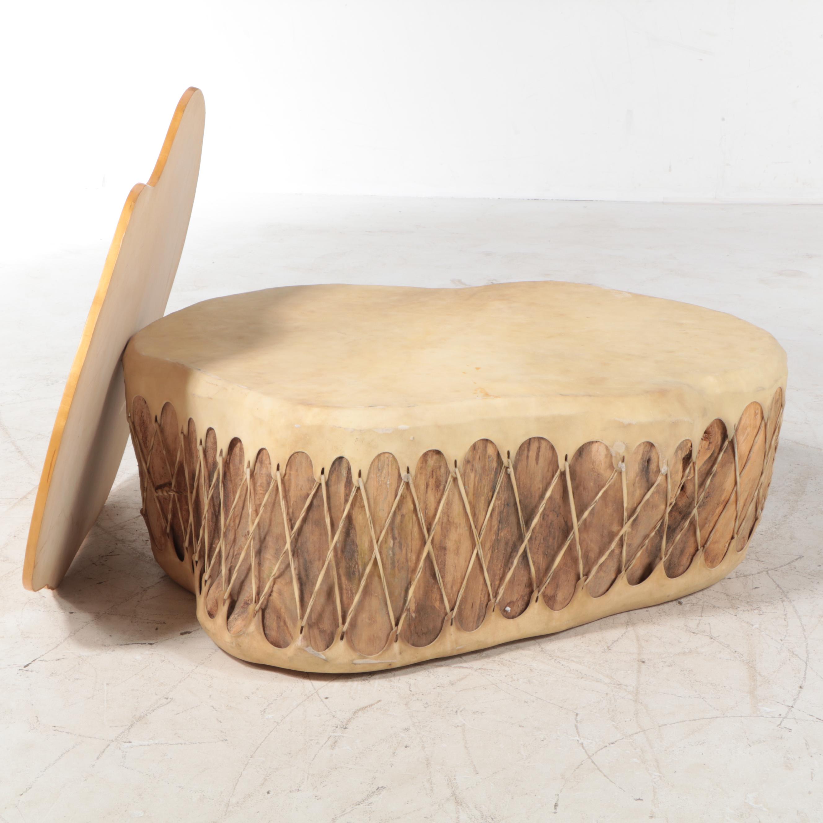 Native American Raymond Gallegos Cochiti Drum Table