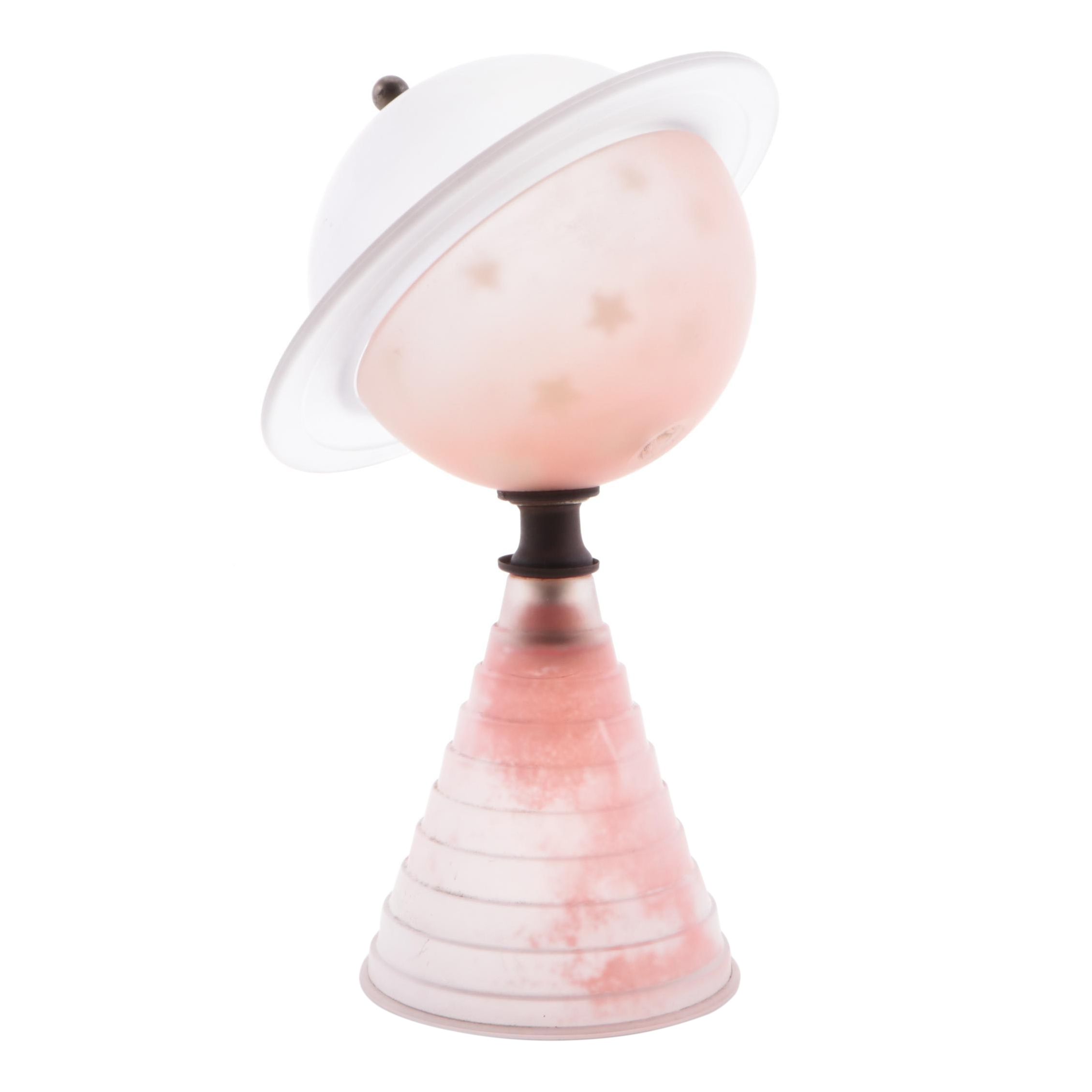 1939 World's Fair Frosted Glass "Saturn" Art Deco Desk Lamp