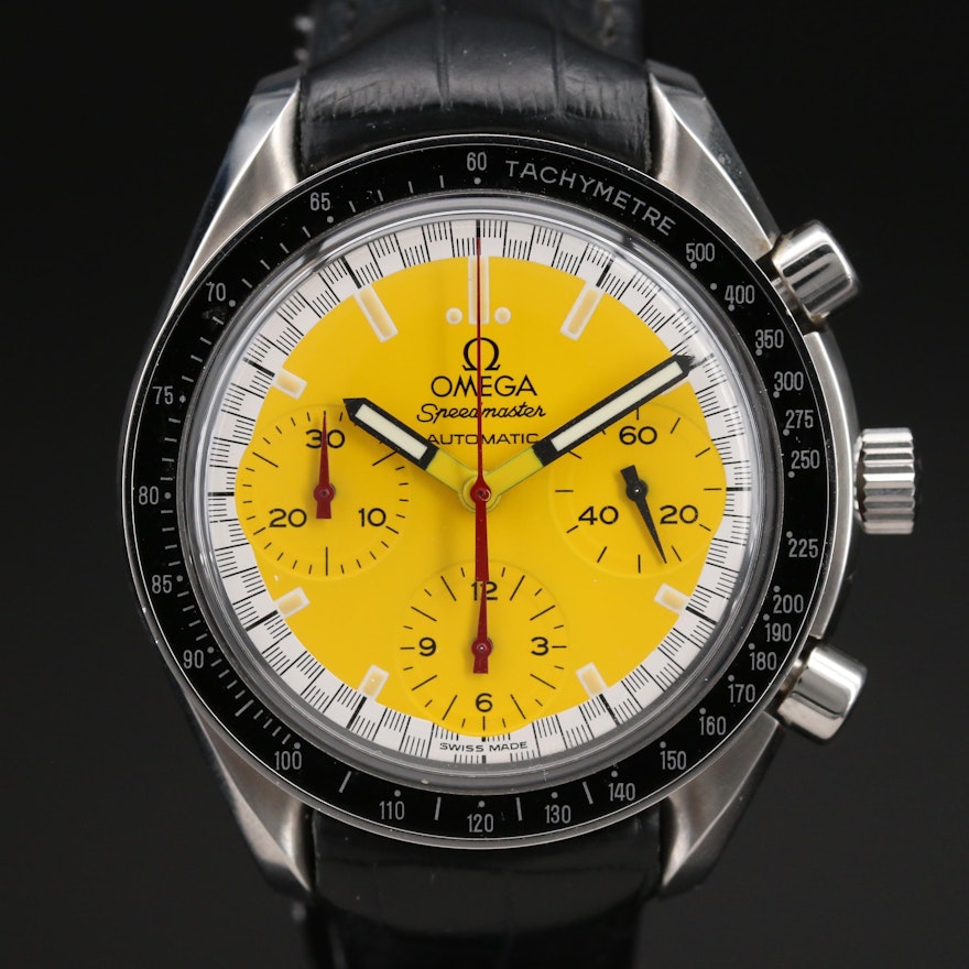 1996 Omega Speedmaster Reduced Schumacher Stainless Steel Automatic Wristwatch