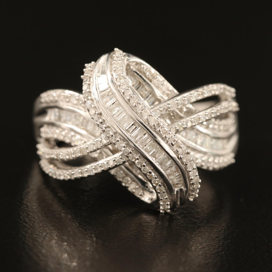 Sterling Silver Diamond Crossover Ring