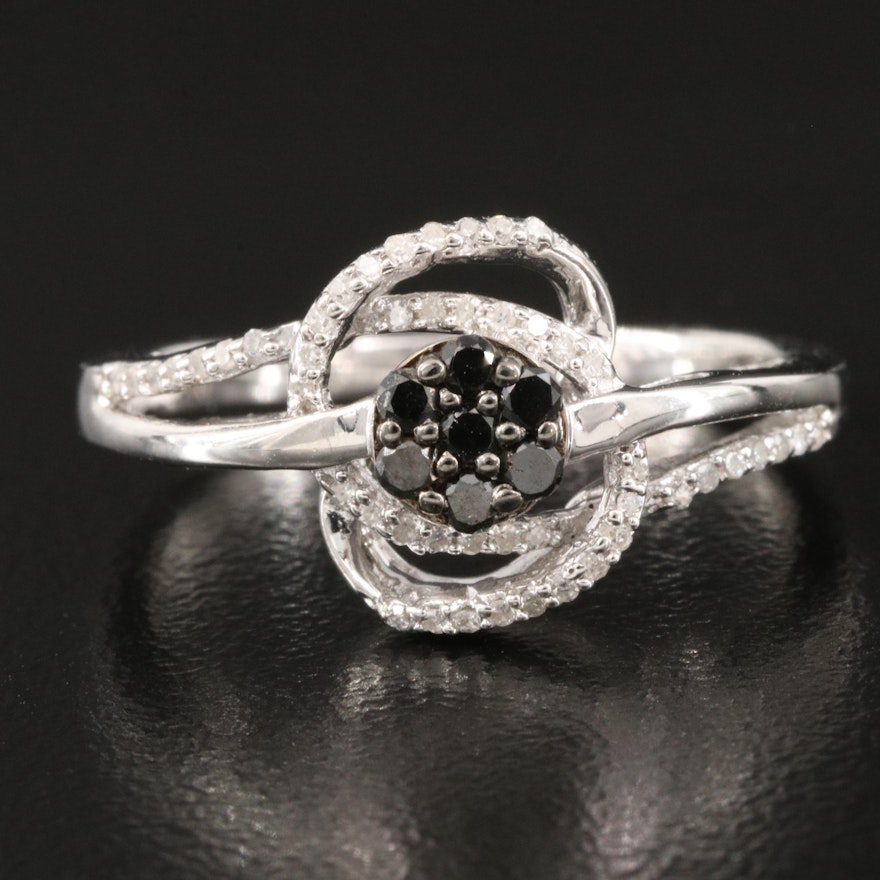 Sterling Silver Diamond Cluster Ring