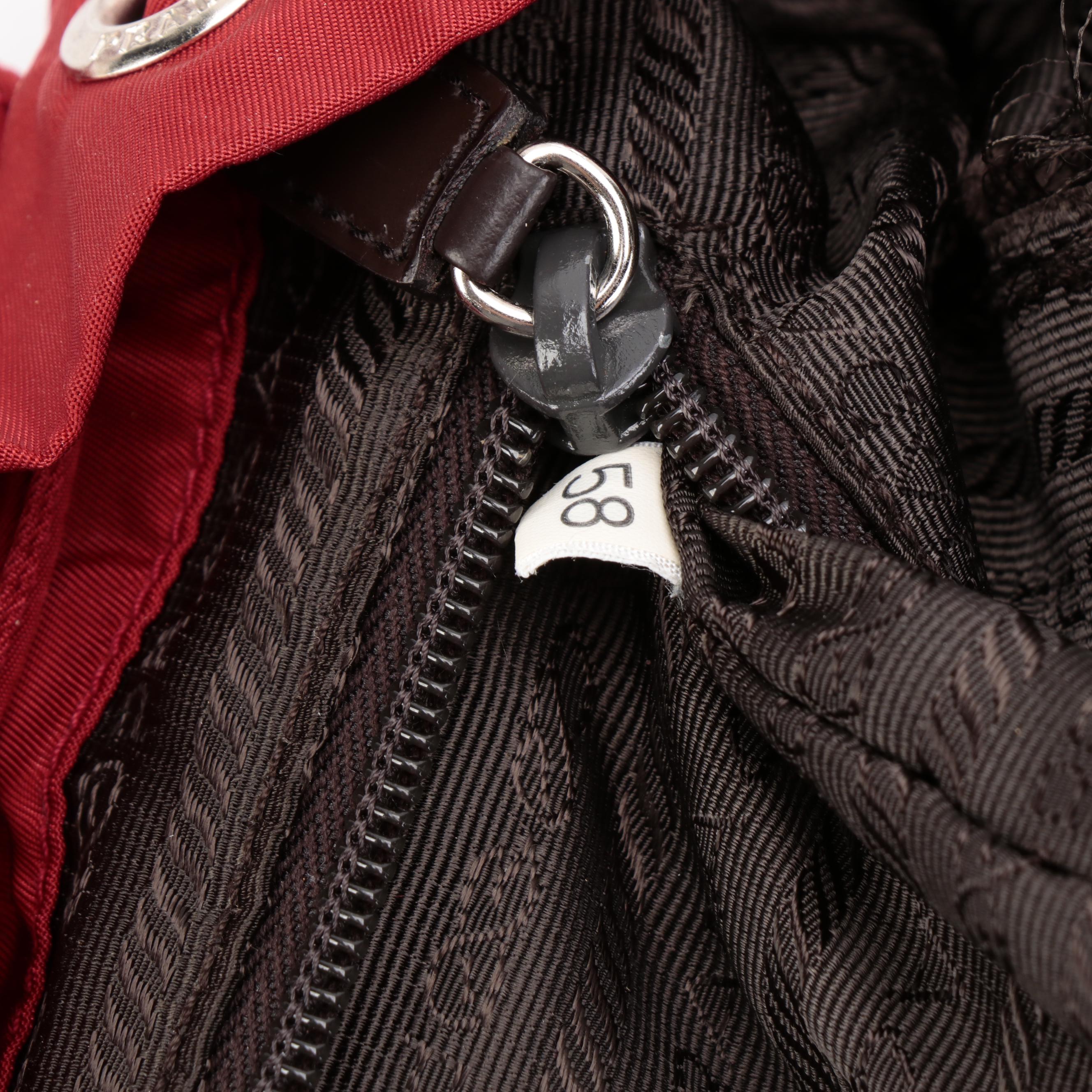 Prada Red Tessuto Nylon Backpack Purse with Leather Trim