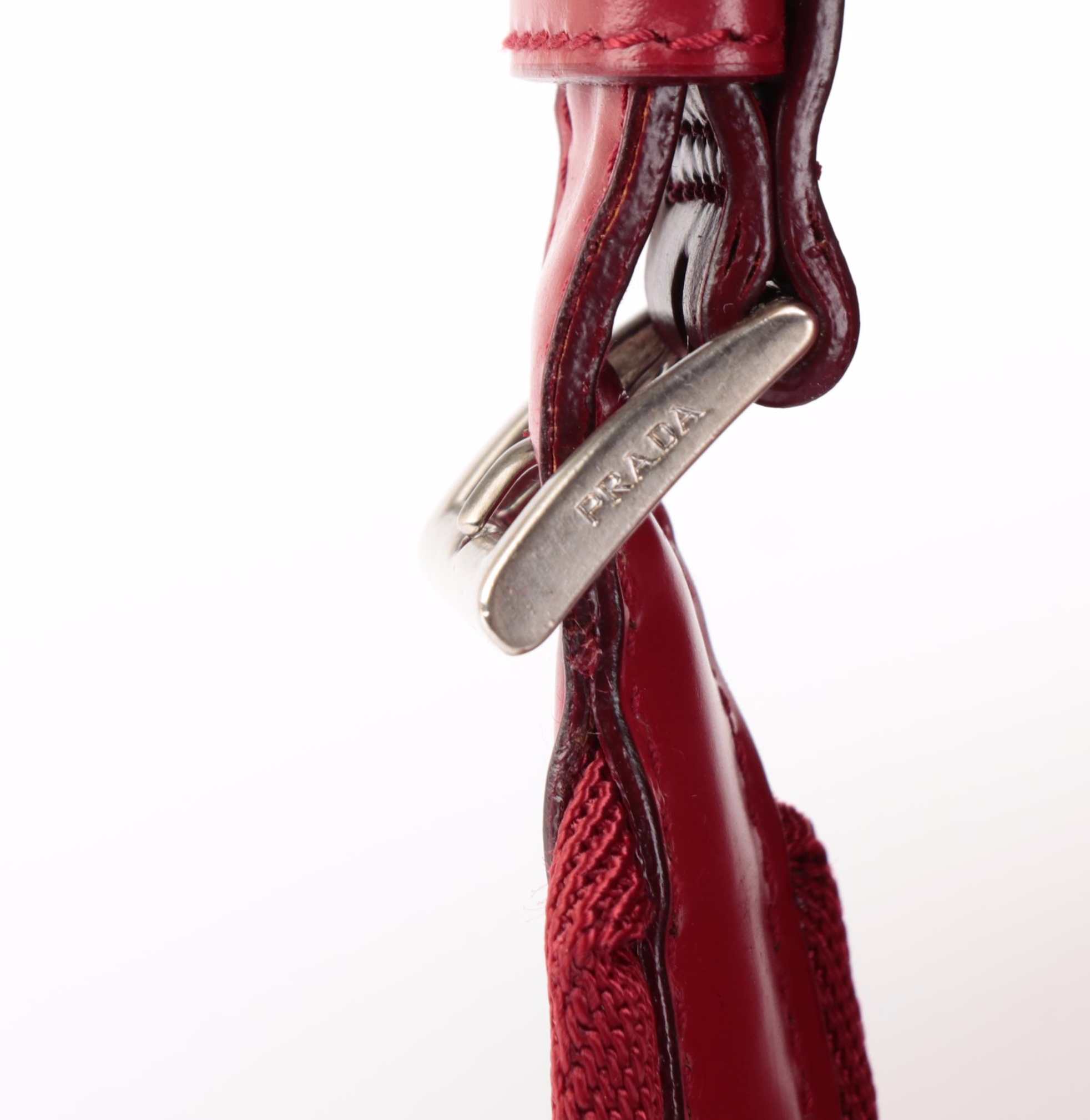 Prada Red Tessuto Nylon Backpack Purse with Leather Trim