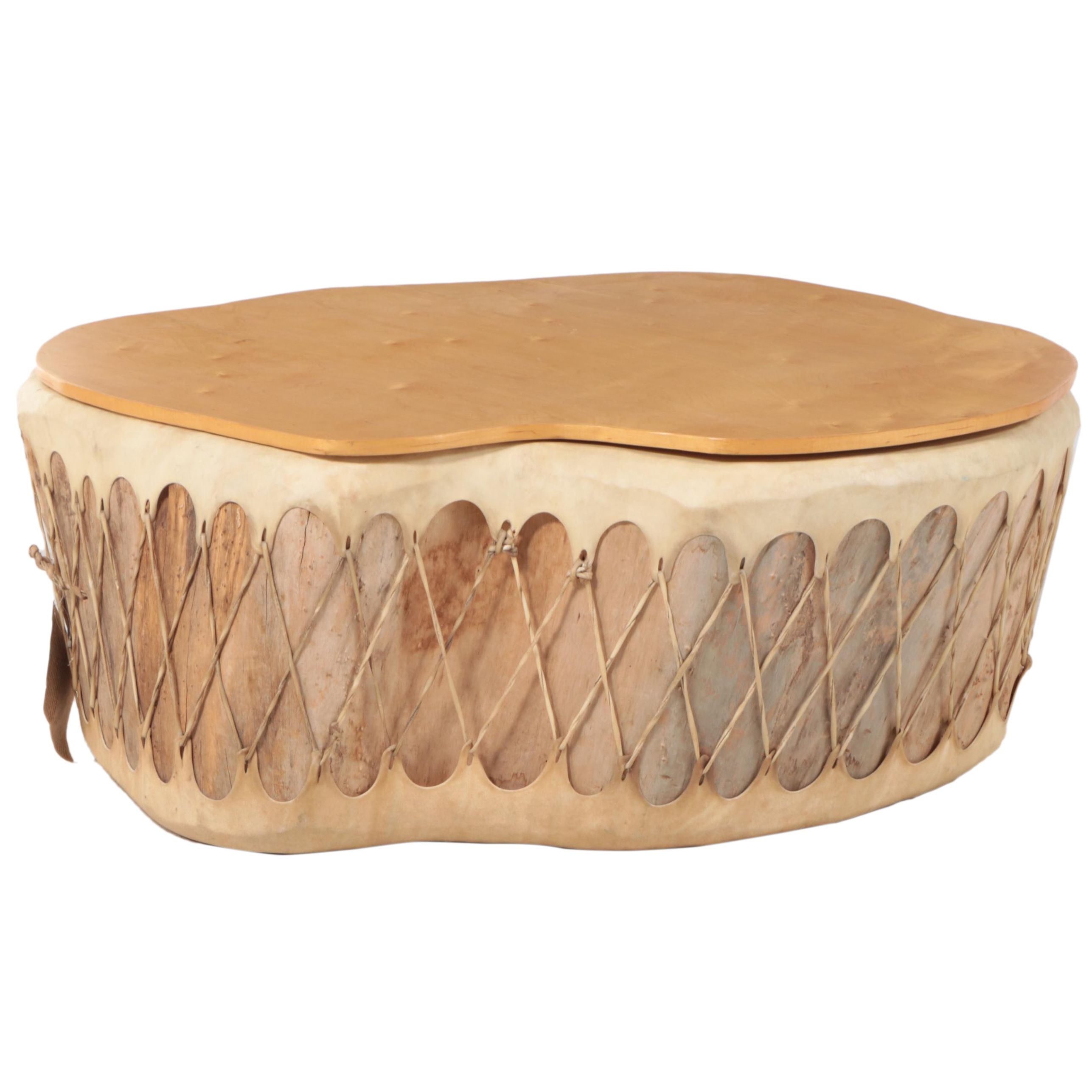 Native American Raymond Gallegos Cochiti Drum Table