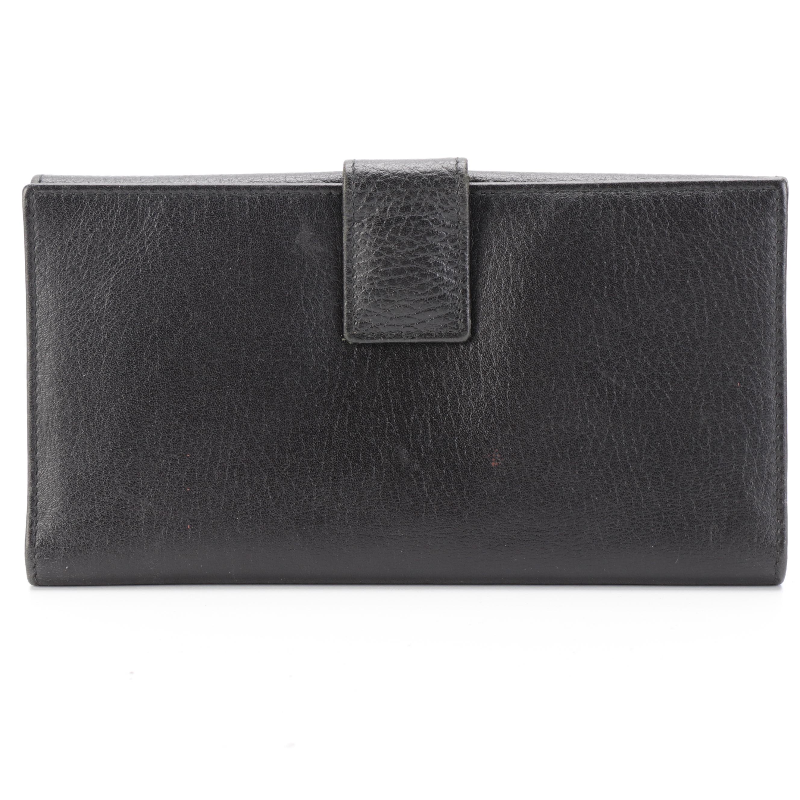 Gucci Black Grained Leather Continental Wallet with Box