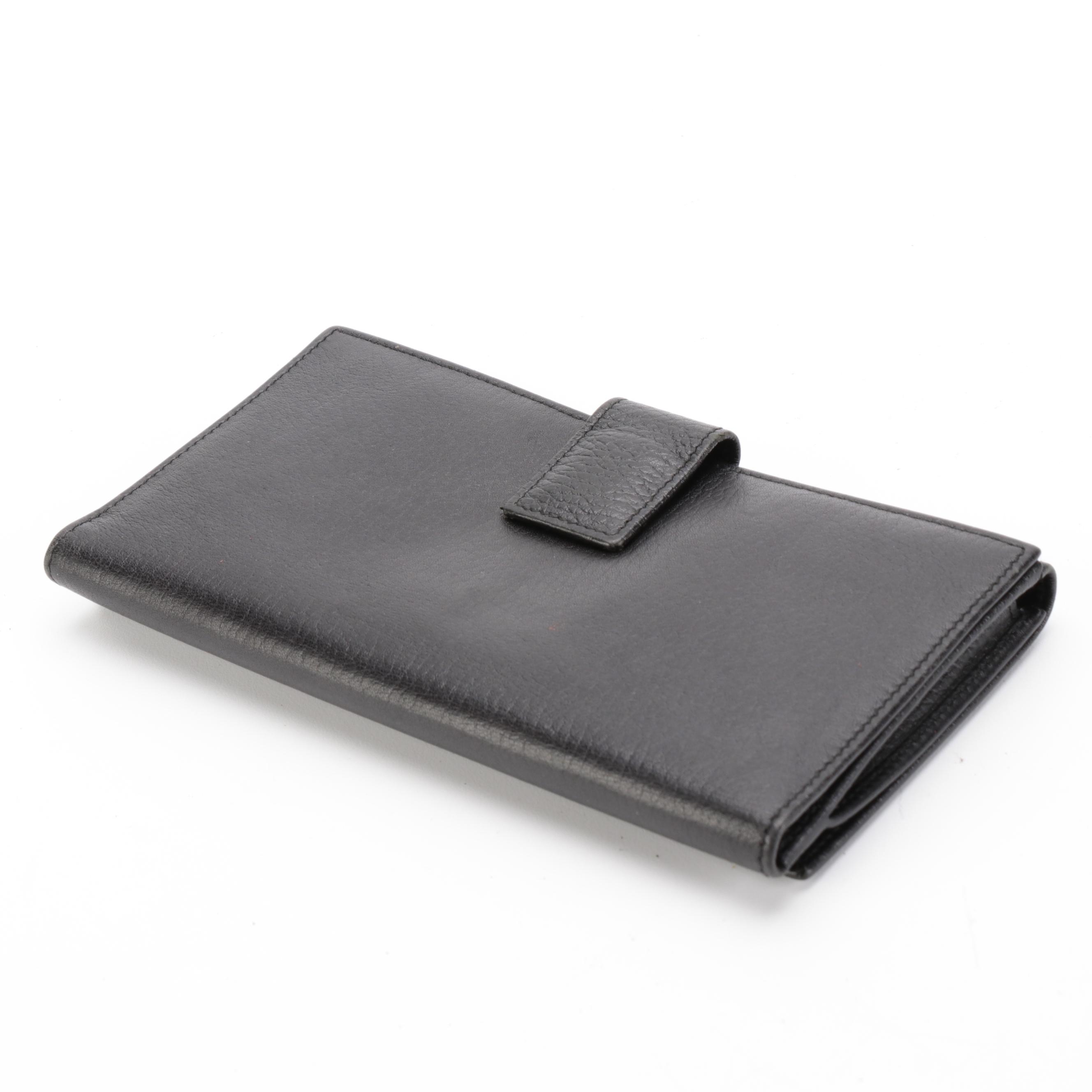 Gucci Black Grained Leather Continental Wallet with Box