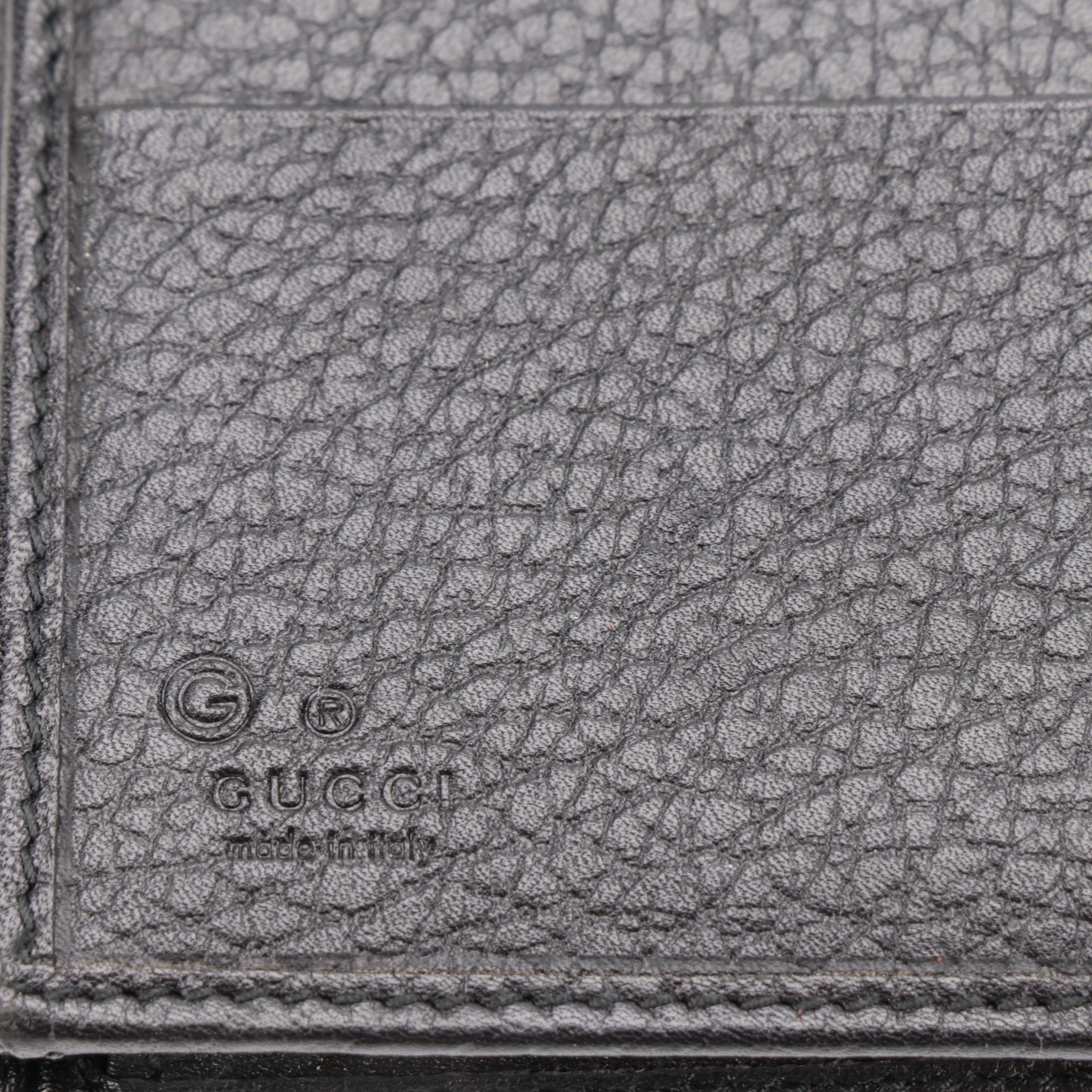 Gucci Black Grained Leather Continental Wallet with Box