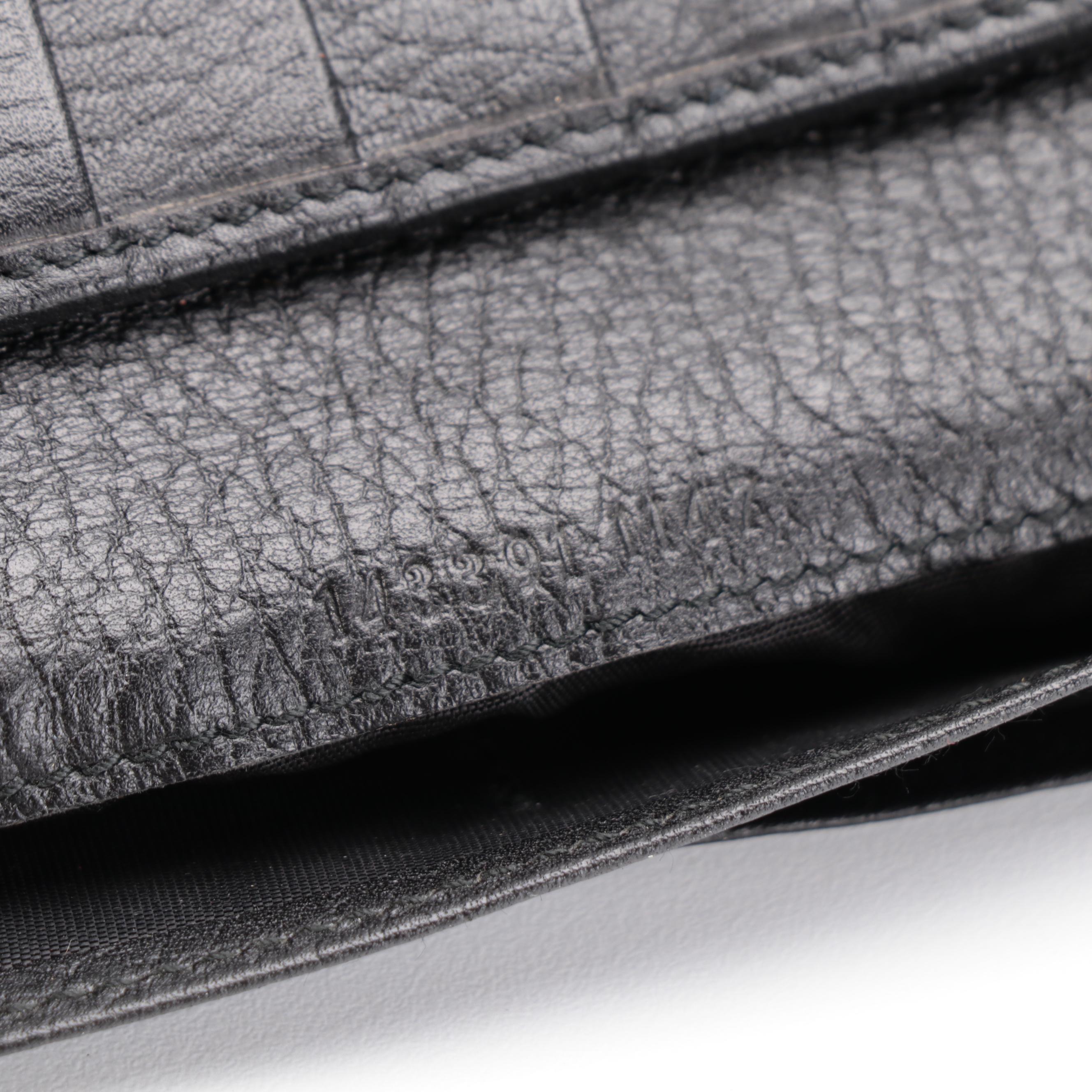 Gucci Black Grained Leather Continental Wallet with Box