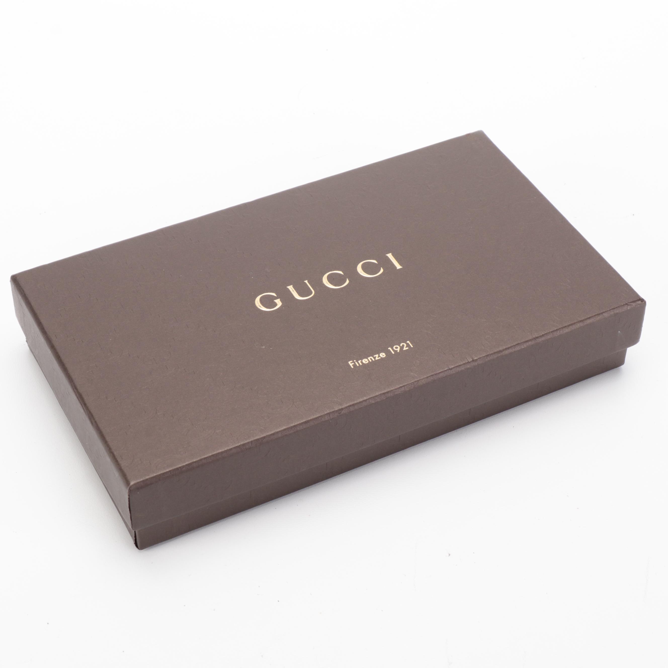 Gucci Black Grained Leather Continental Wallet with Box