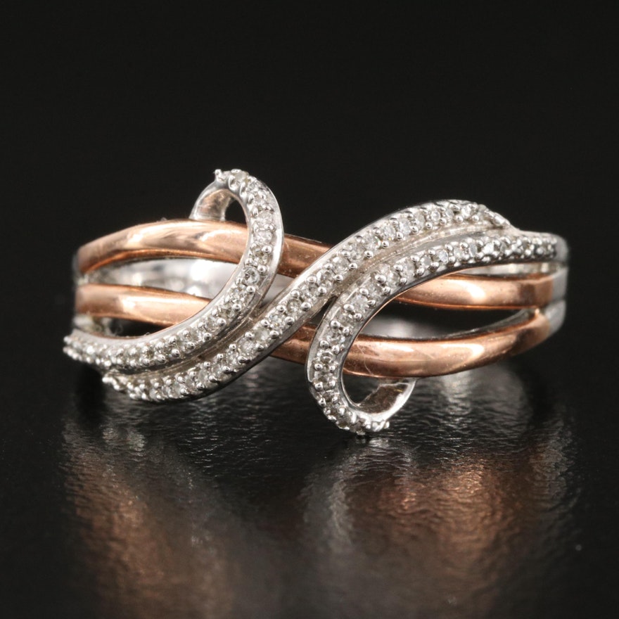 Sterling Diamond Ring with 10K Rose Gold Accent