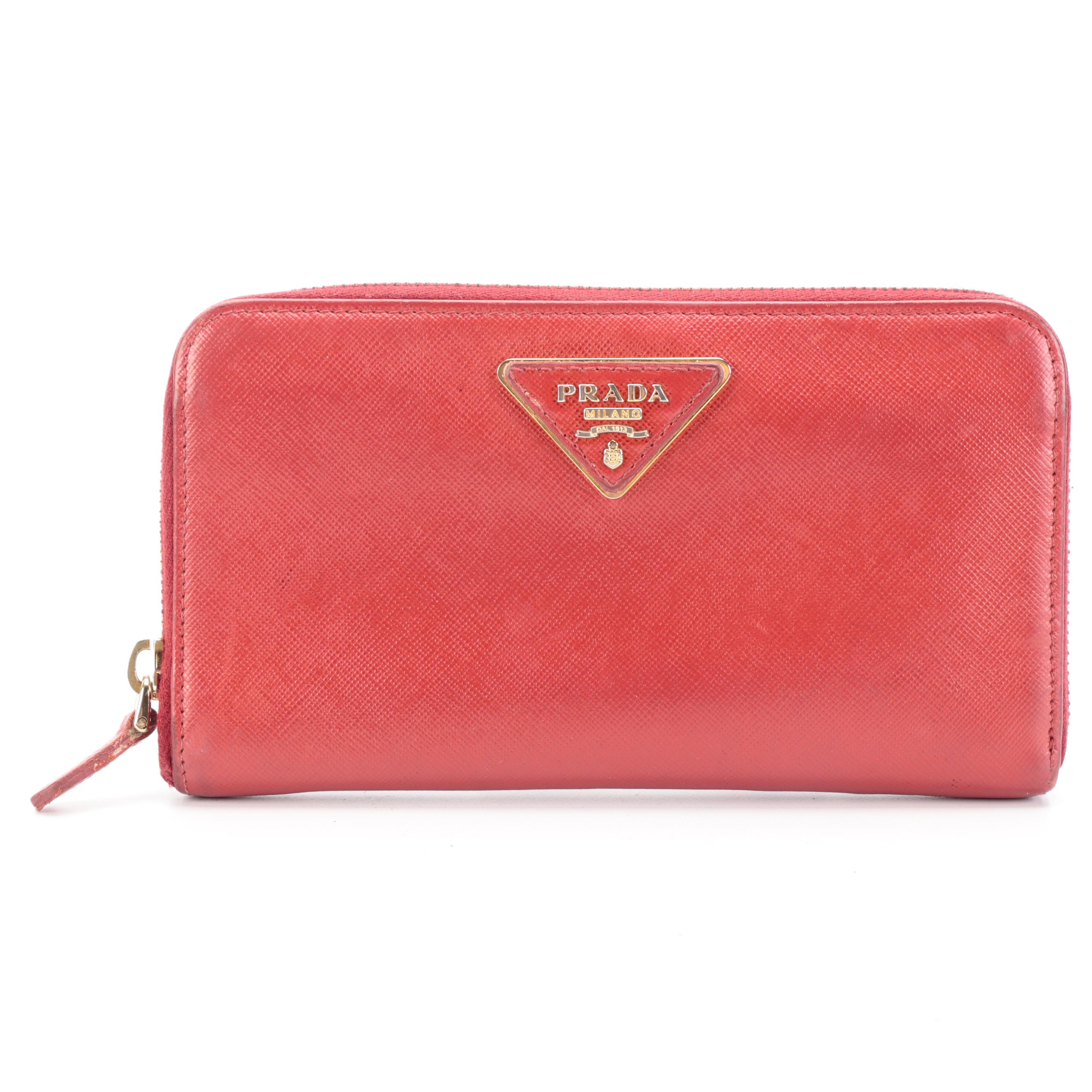 Prada Zip-Around Long Wallet in Saffiano Leather with Box