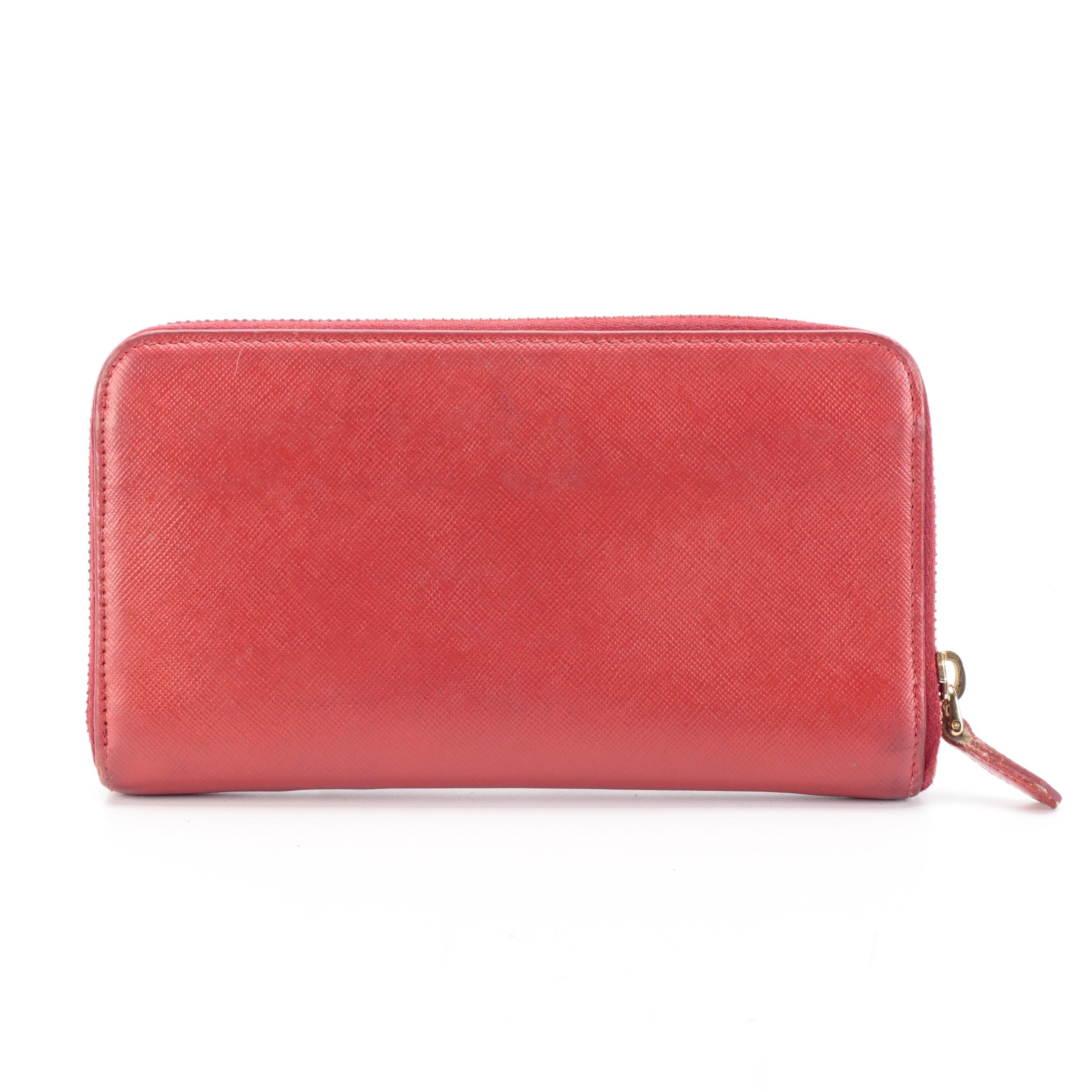 Prada Zip-Around Long Wallet in Saffiano Leather with Box