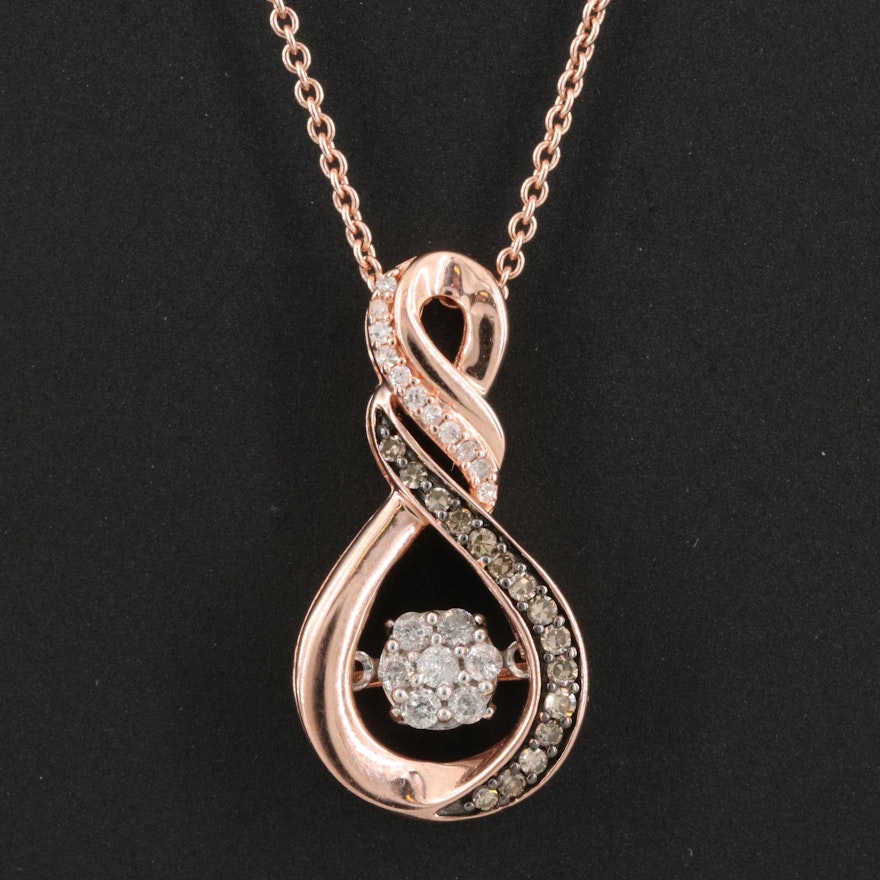 Sterling Silver Diamond Tremble Pendant Necklace