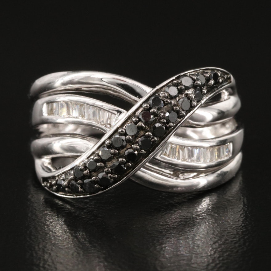 Sterling Silver Diamond Crossover Ring