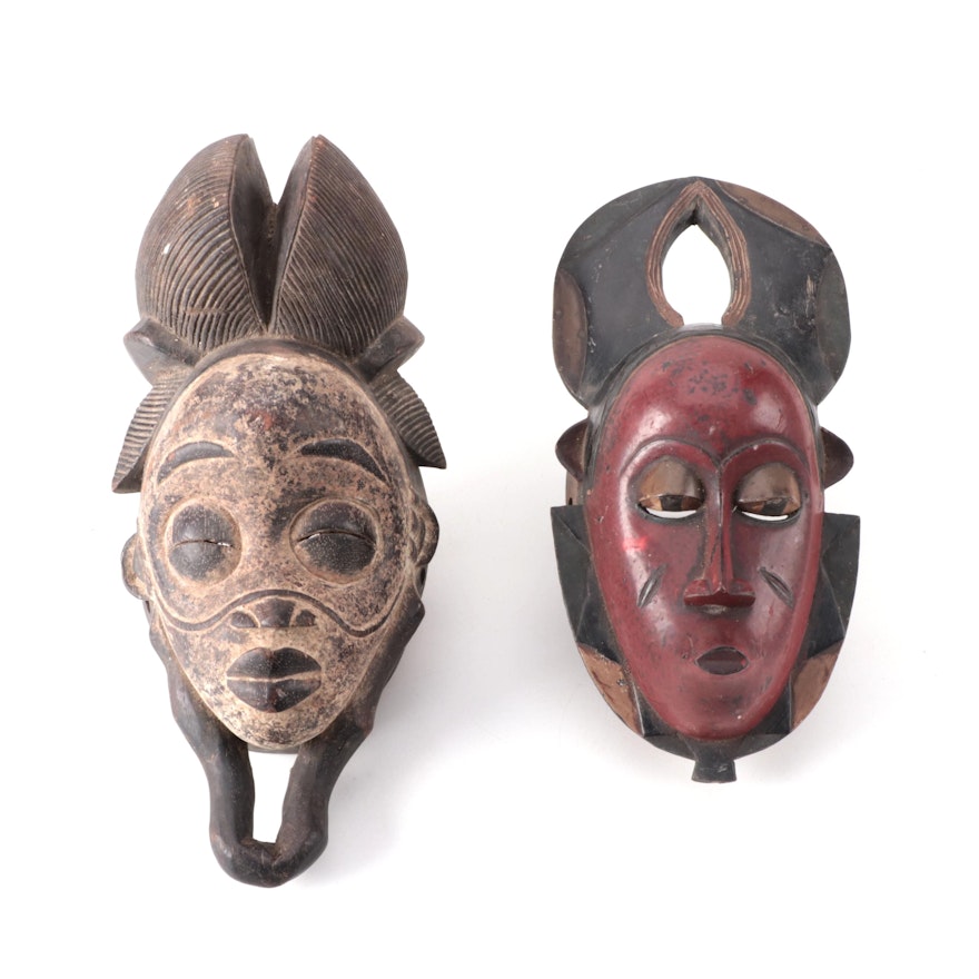 Guro and Punu Style Wood Masks, West and Central Africa