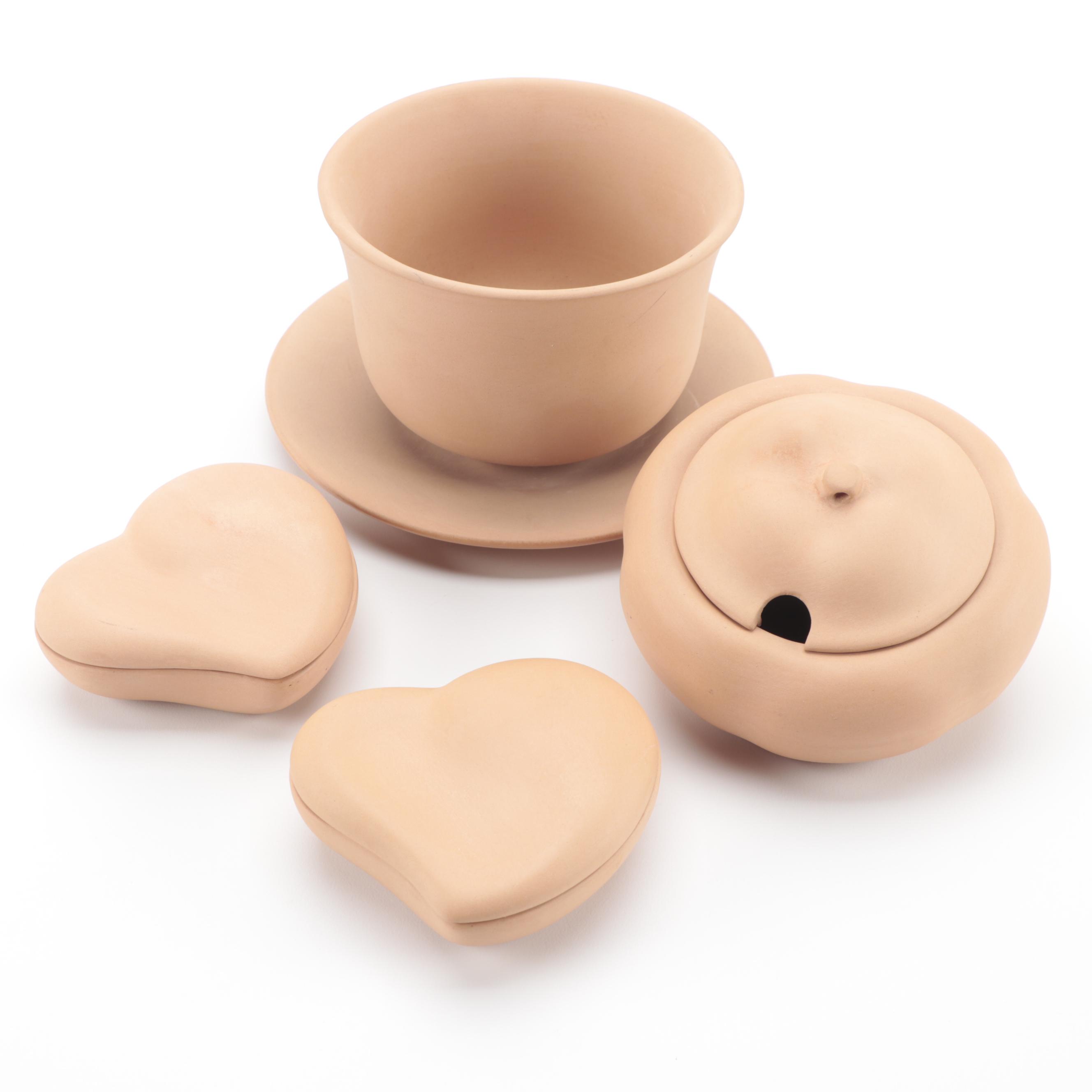 Elsa Peretti for Tiffany & Co. Terracotta Orchid Pot, Heart Boxes, and Pumpkin