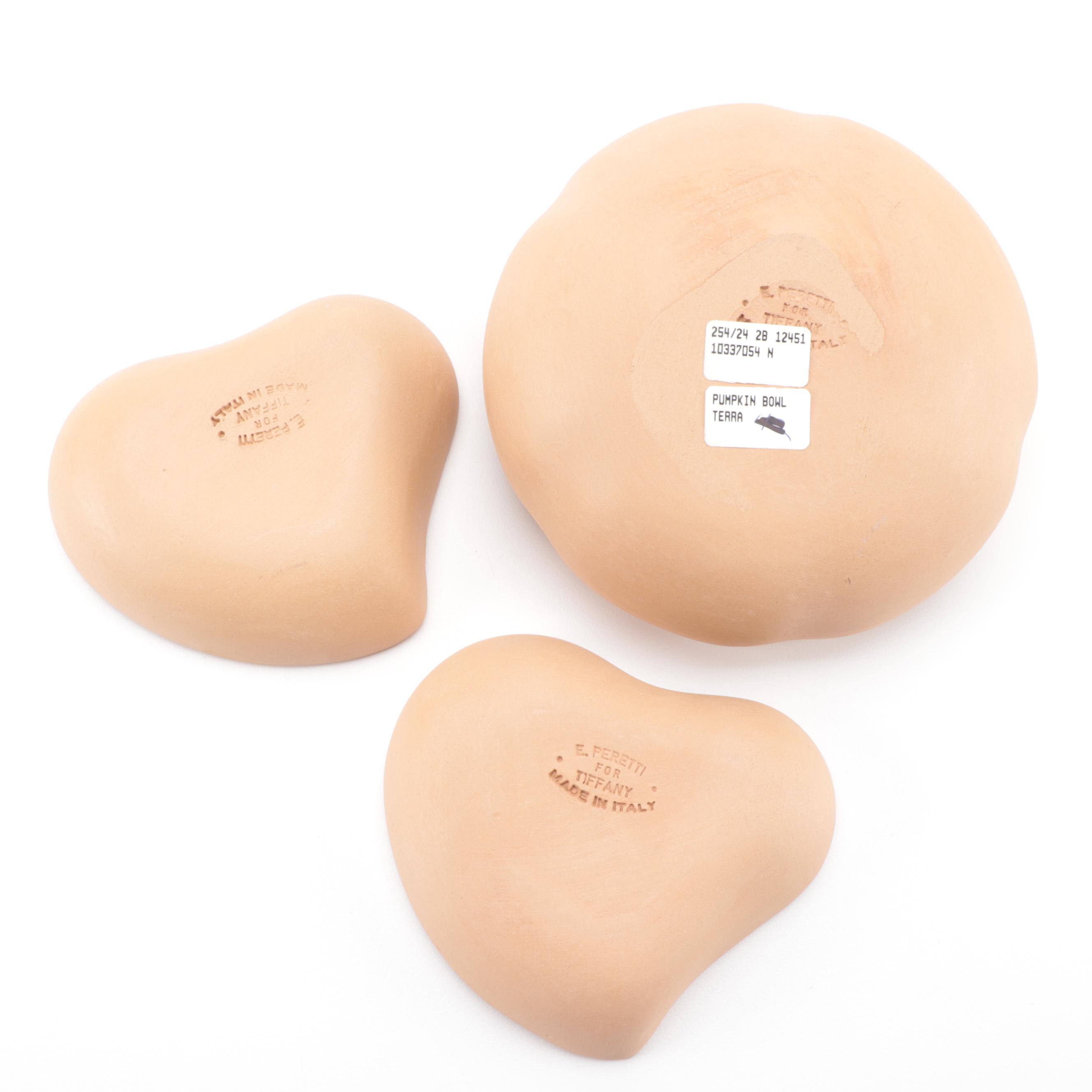 Elsa Peretti for Tiffany & Co. Terracotta Orchid Pot, Heart Boxes, and Pumpkin