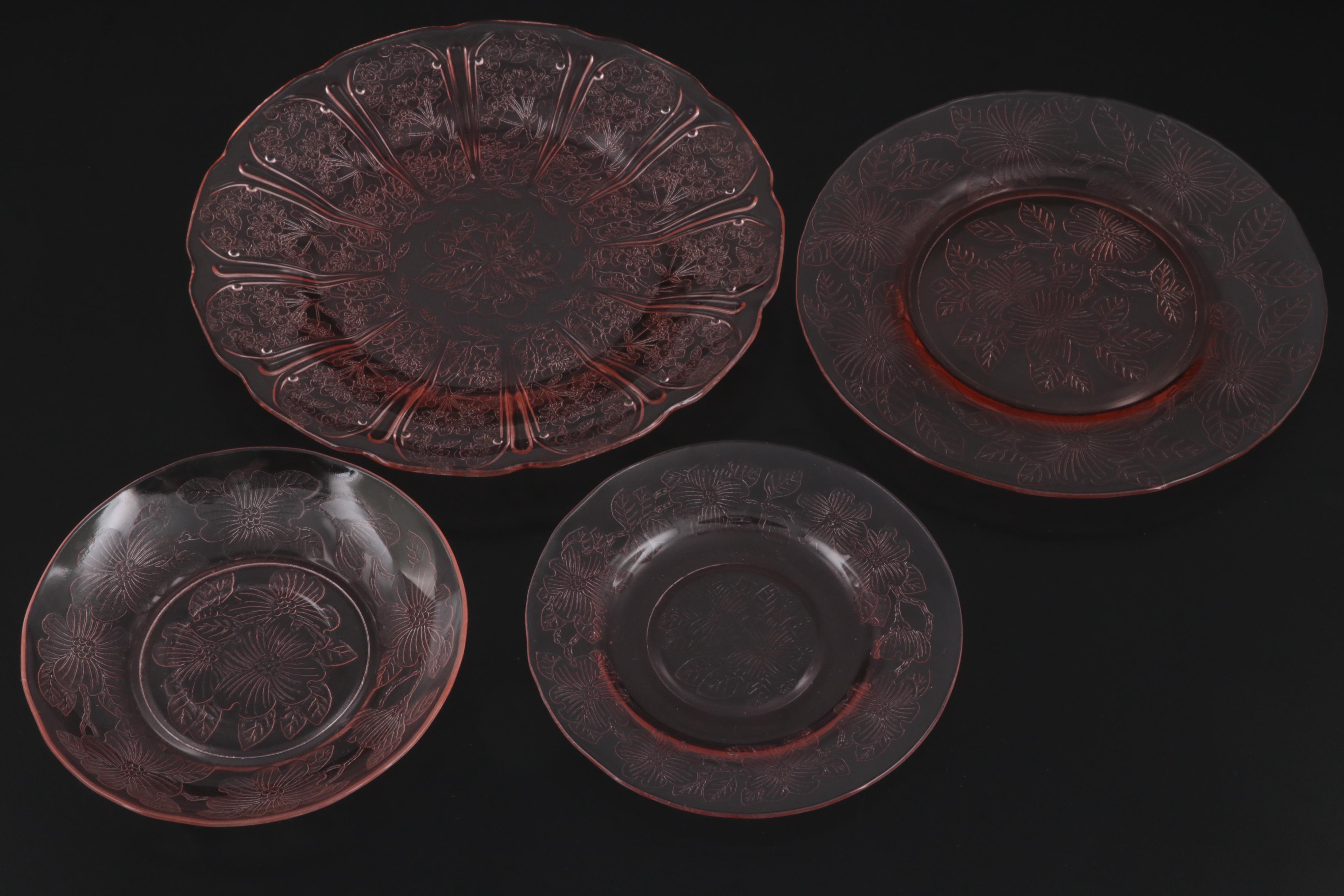 MacBeth-Evans "Dogwood Pink" and Other Floral Pink Depression Glass