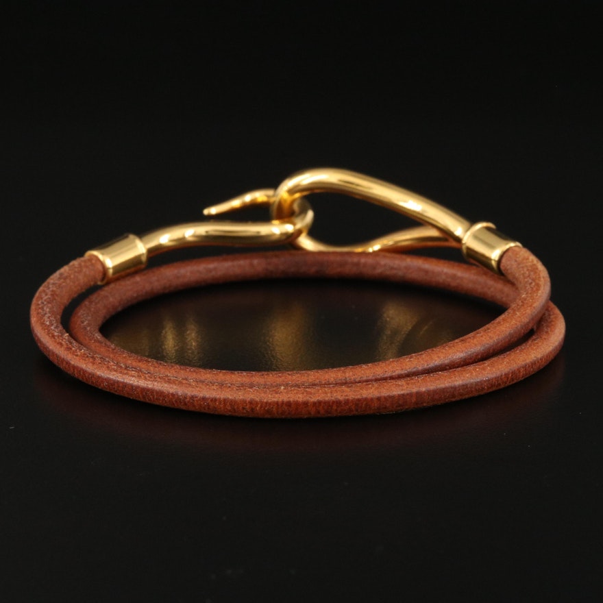 Hermès Double Wrap Jumbo Hook Leather Bracelet
