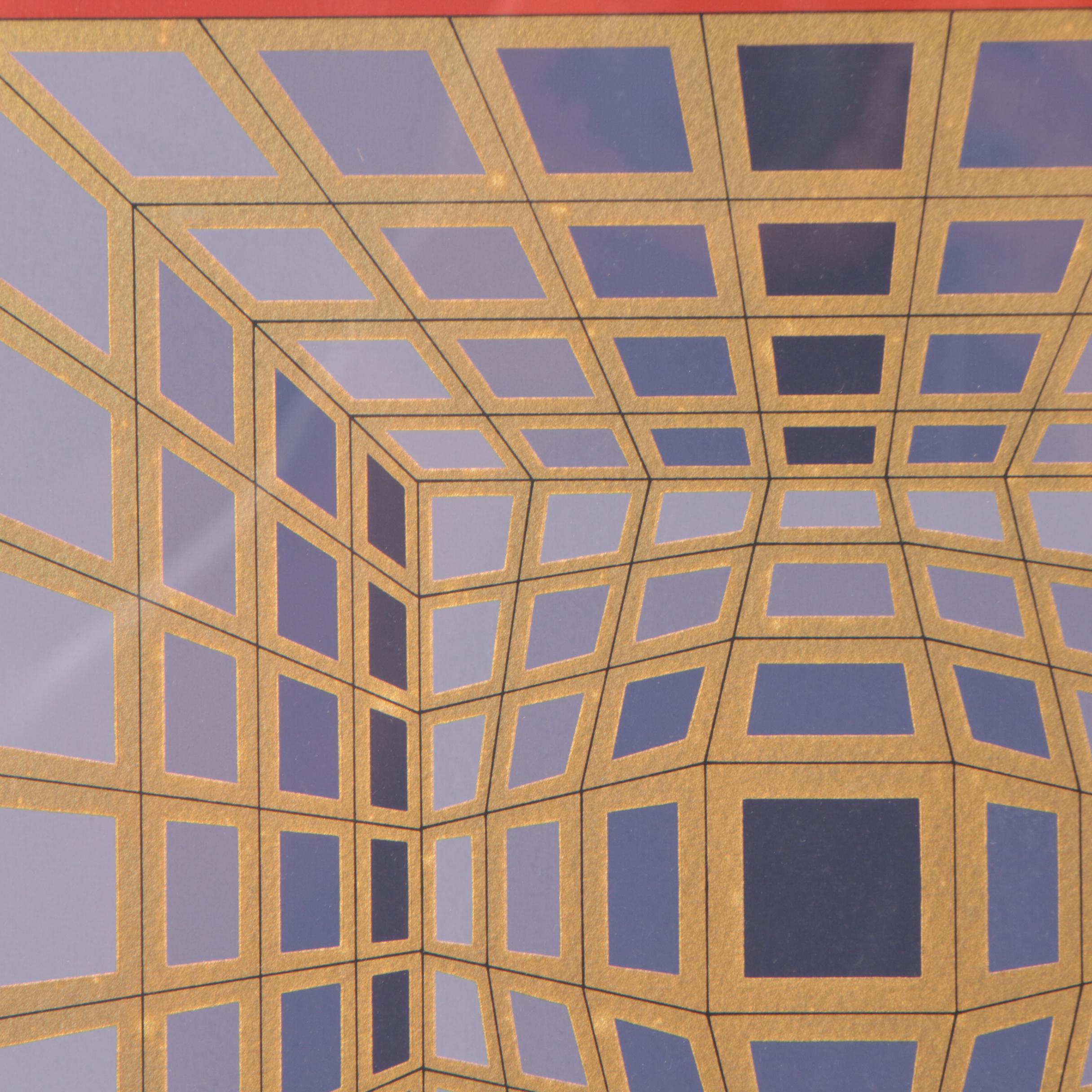 Victor Vasarely Op Art Serigraph "Yllus Rouge," 1981