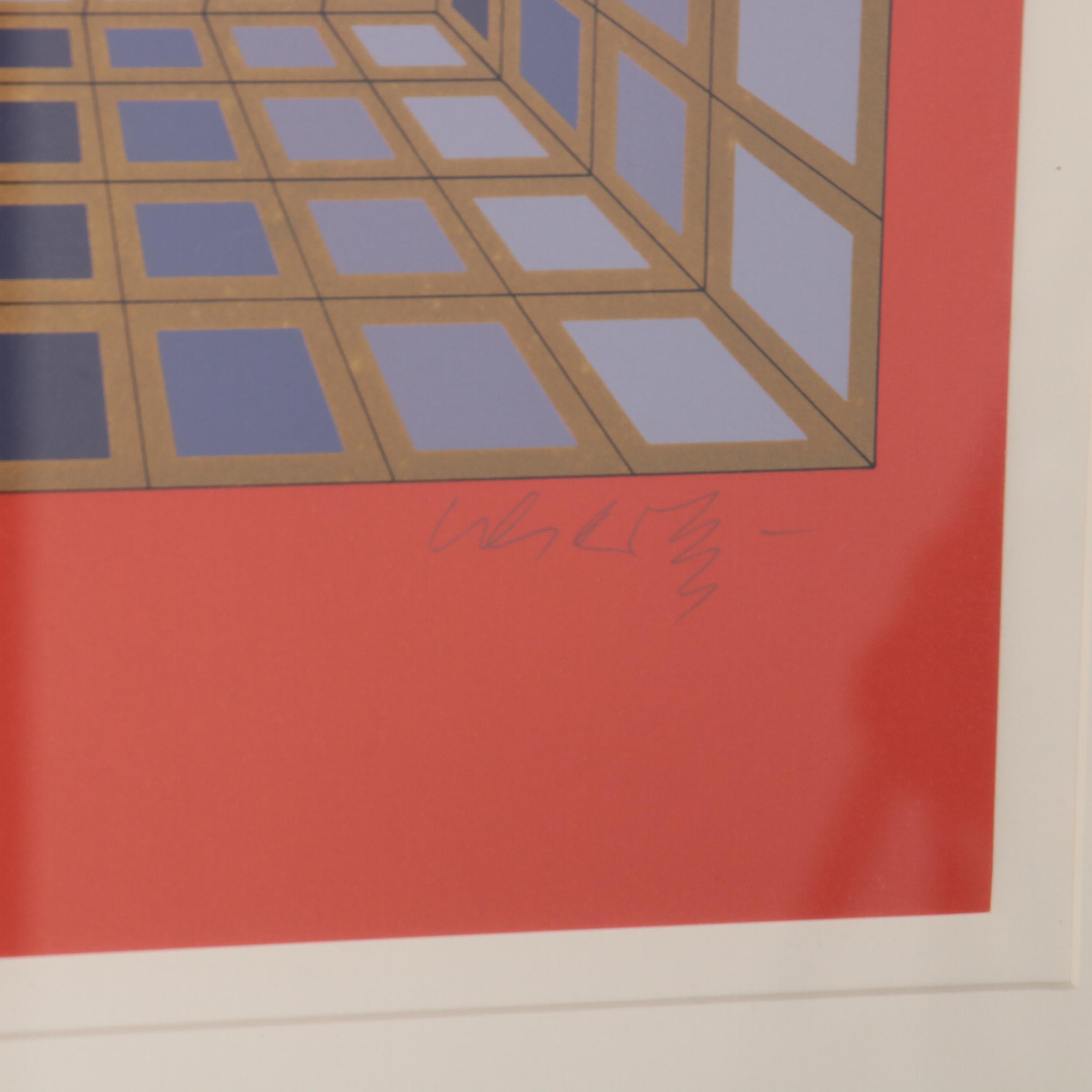 Victor Vasarely Op Art Serigraph "Yllus Rouge," 1981