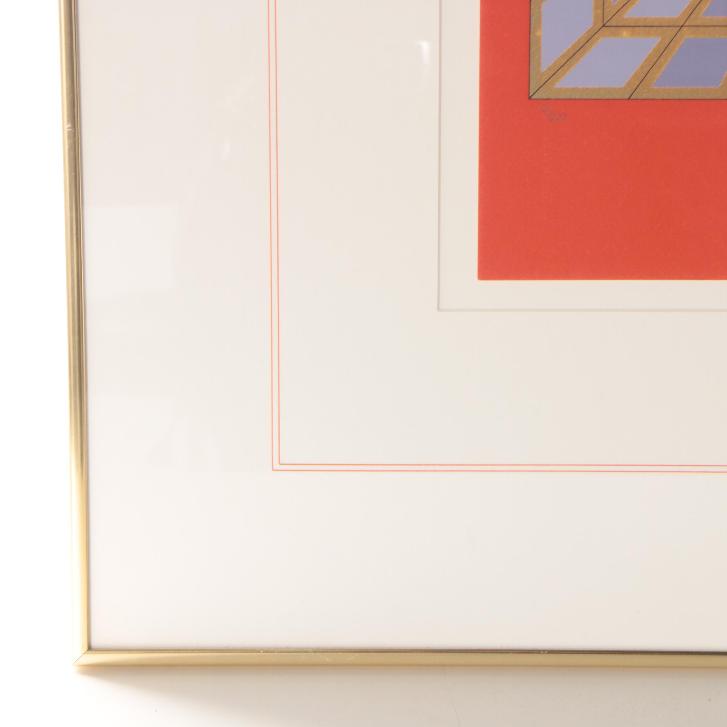 Victor Vasarely Op Art Serigraph "Yllus Rouge," 1981