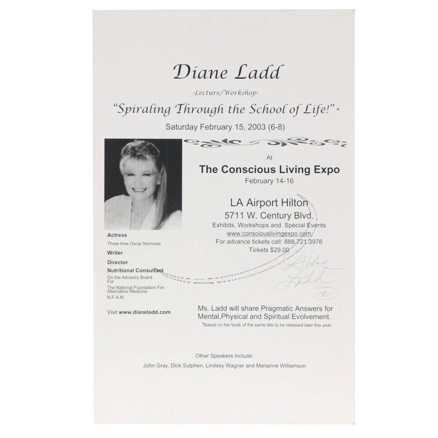 Diane Ladd Signed Lecture/Workshop Advertising Broadside