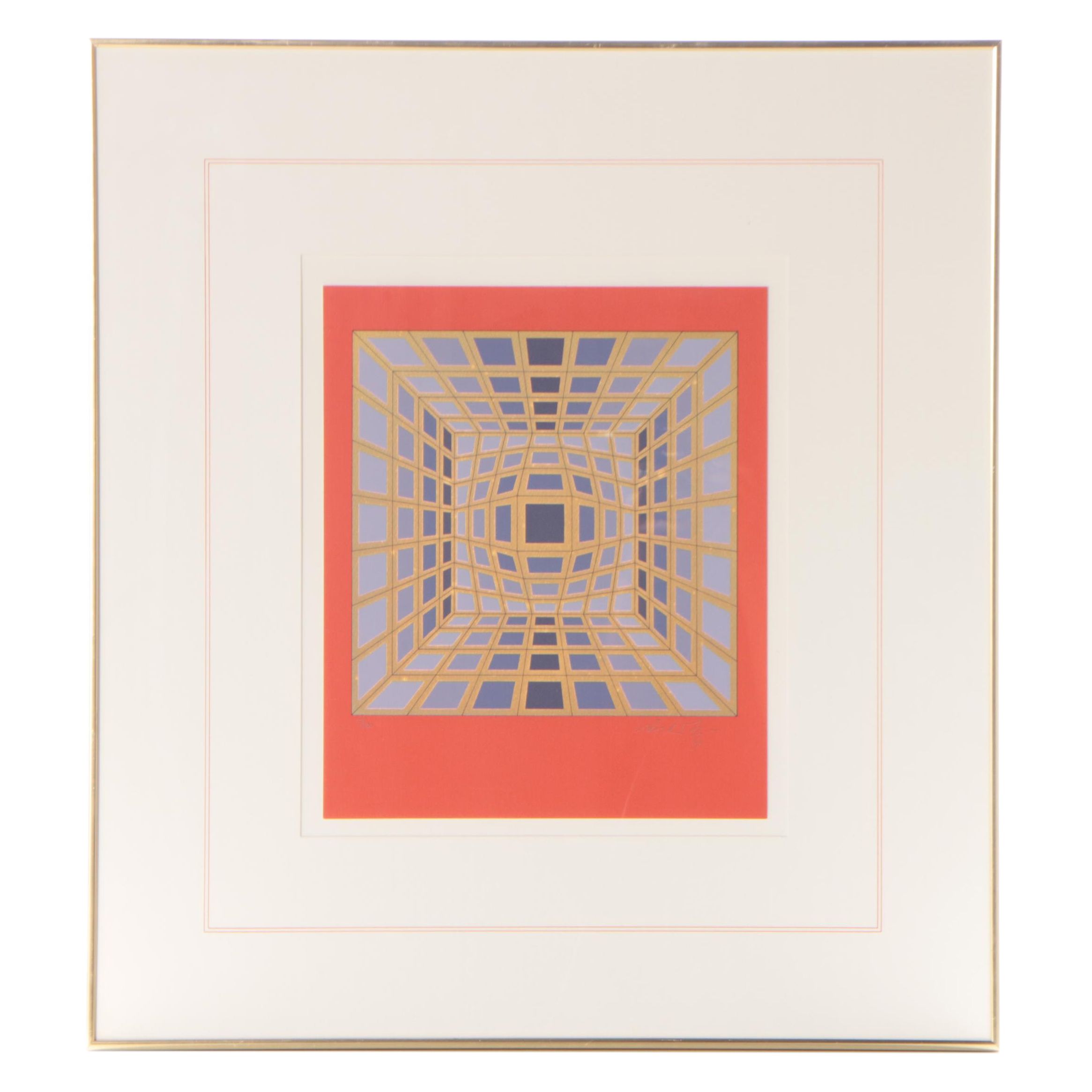 Victor Vasarely Op Art Serigraph "Yllus Rouge," 1981