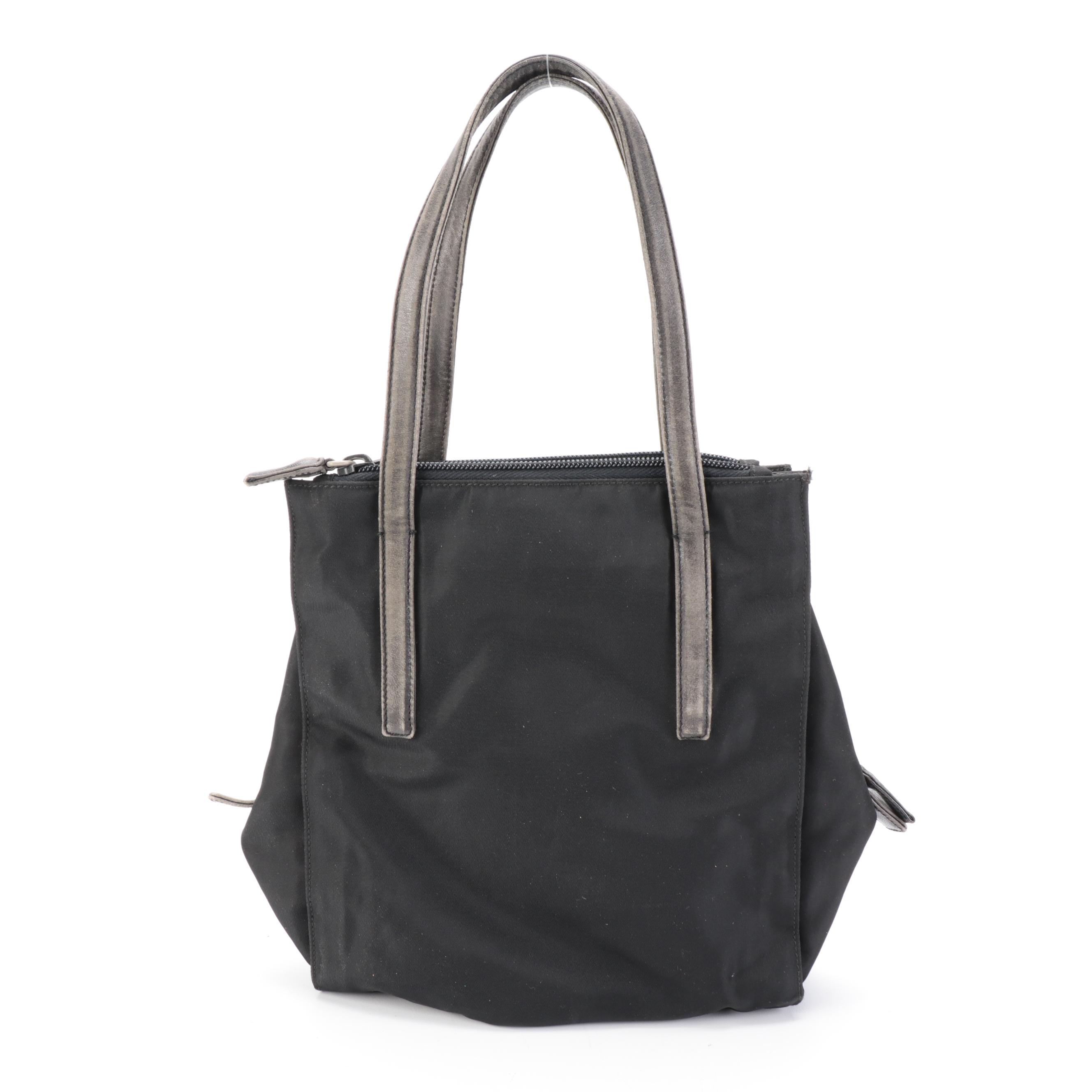 Prada Handbag in Black Tessuto Nylon with Leather Trim