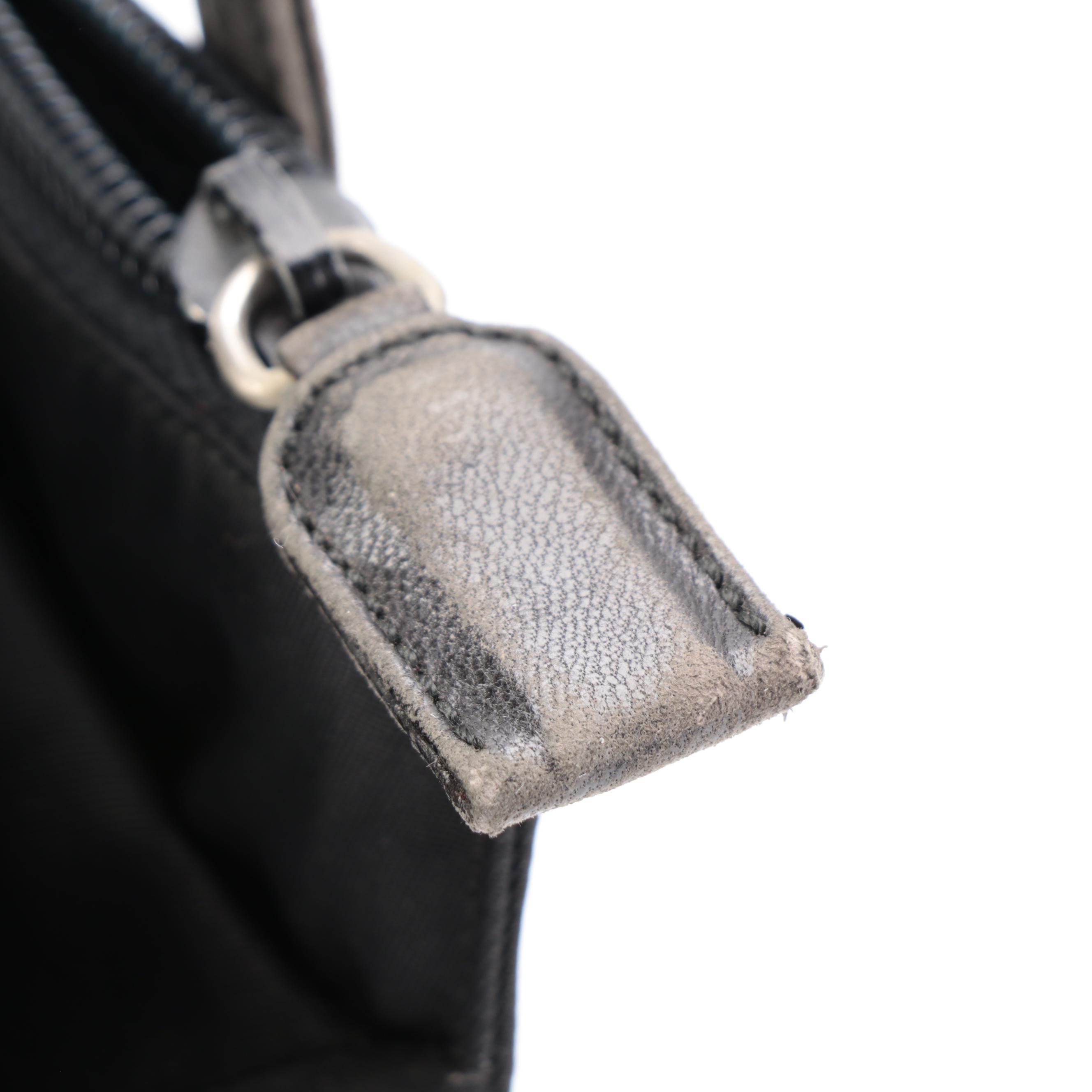 Prada Handbag in Black Tessuto Nylon with Leather Trim