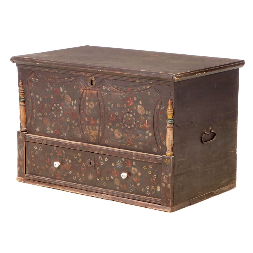 German Painted Pine Chest, Mid to Late 19th Century