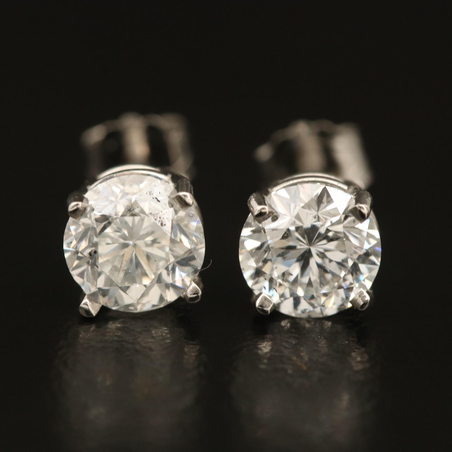 Platinum 1.80 CTW Diamond Solitaire Earrings with GIA EReports