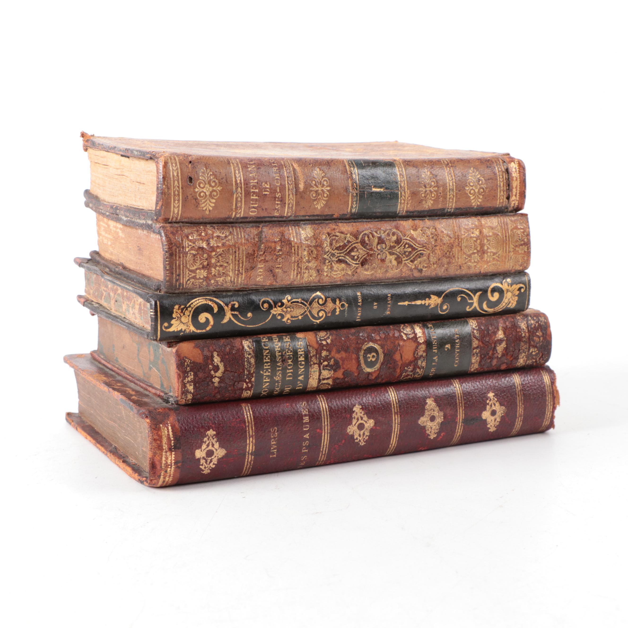 Leather Bound Faux Book Tantalus Decanter Set, Late 19th/ Early 20th