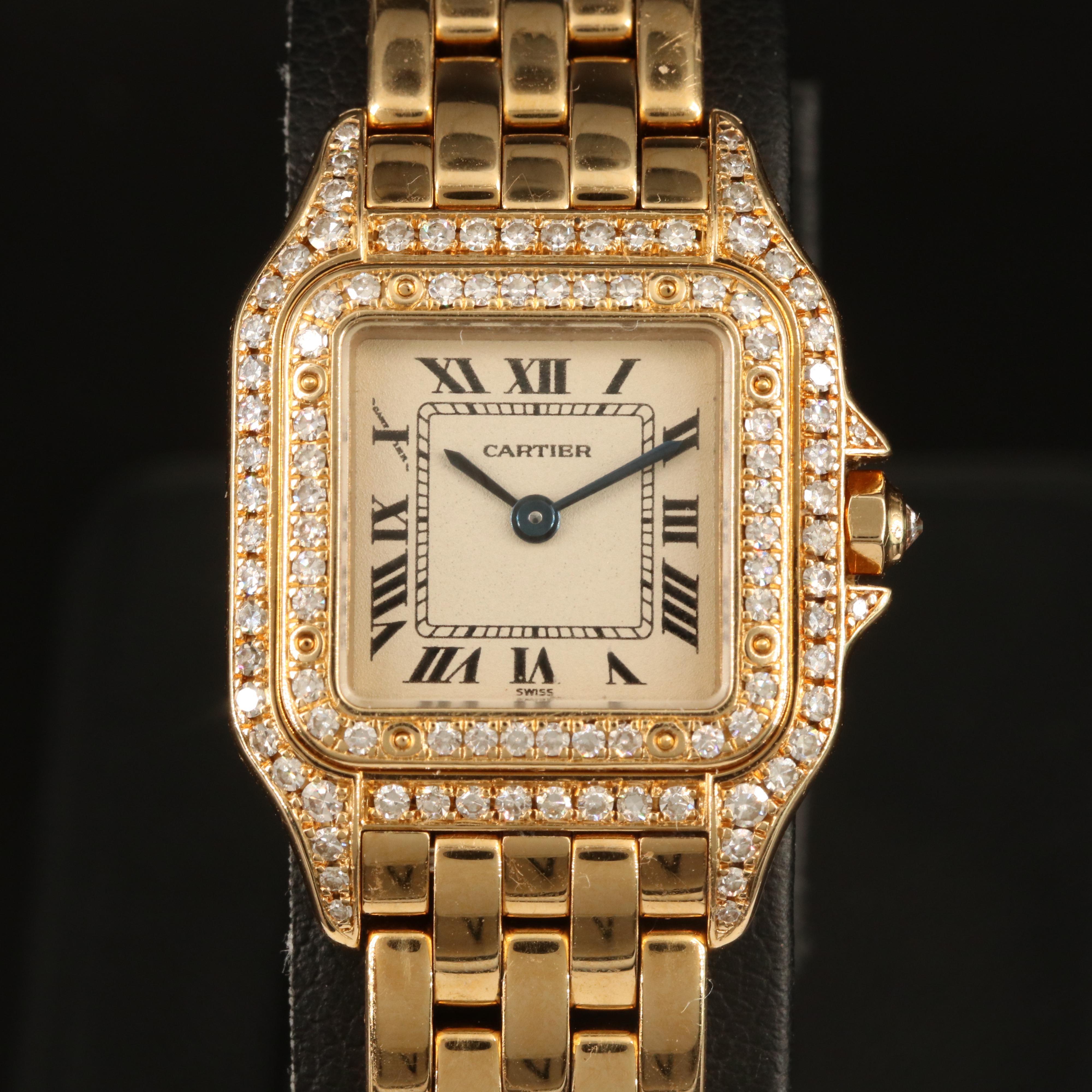 Cartier Panthere 18K Yellow Gold Diamond Quartz Watch