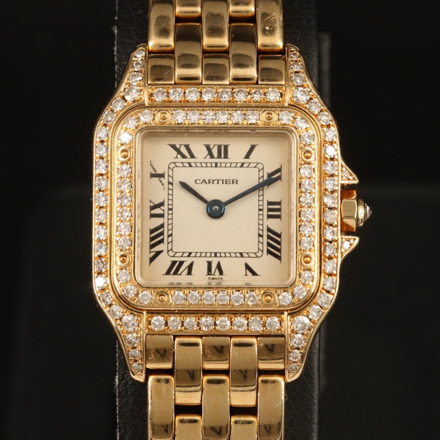 Cartier Panthere 18K Yellow Gold Diamond Quartz Wristwatch