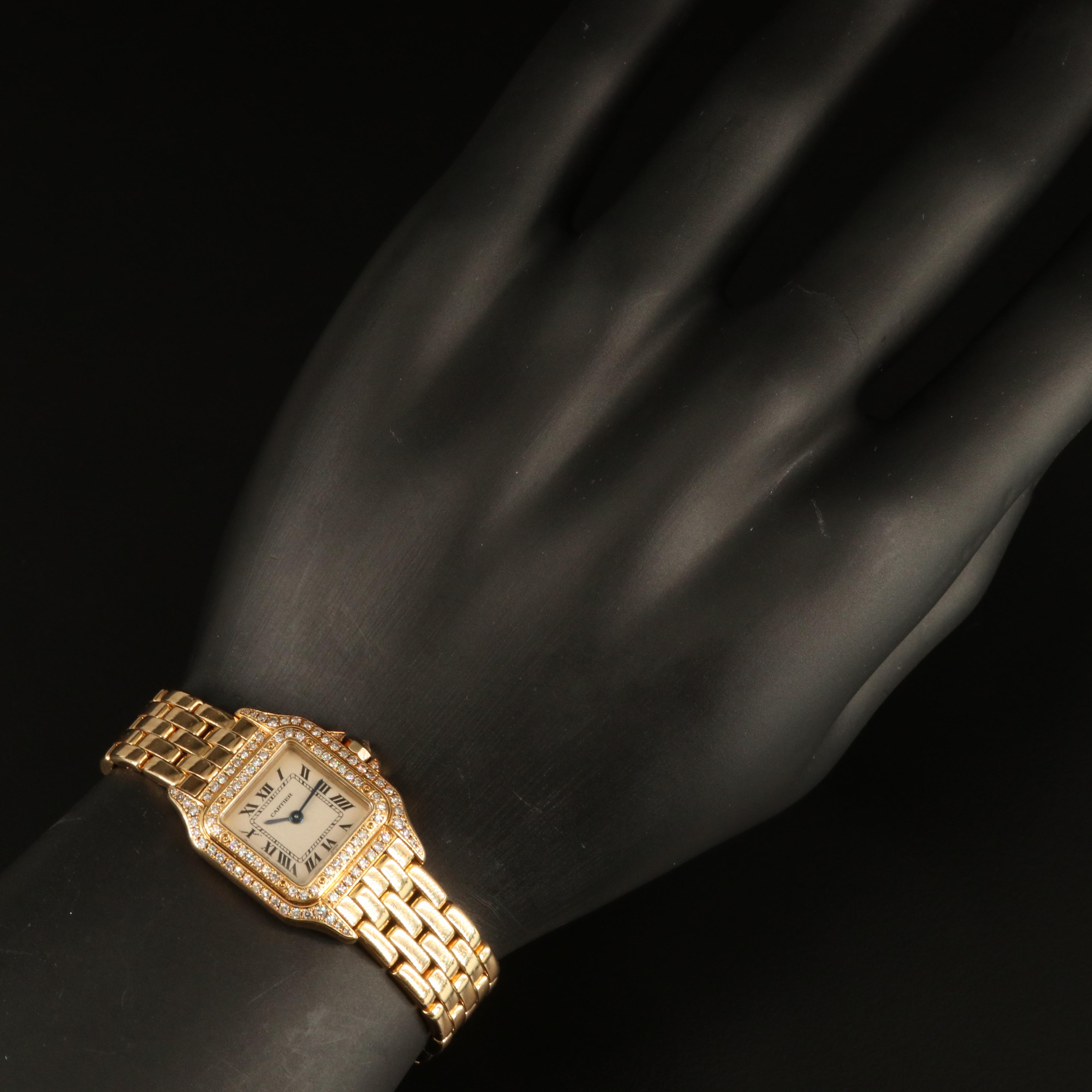 Cartier Panthere 18K Yellow Gold Diamond Quartz Watch