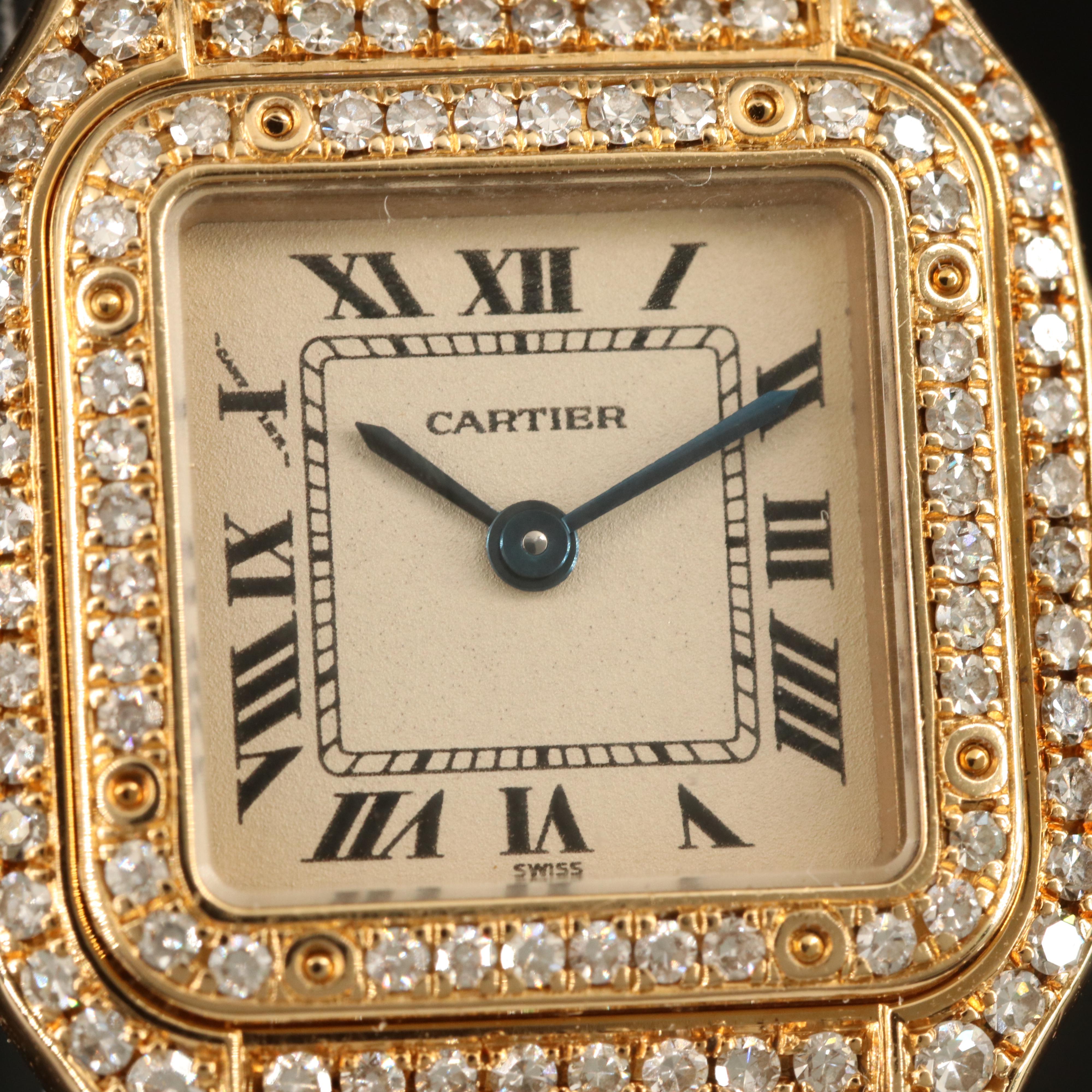 Cartier Panthere 18K Yellow Gold Diamond Quartz Watch