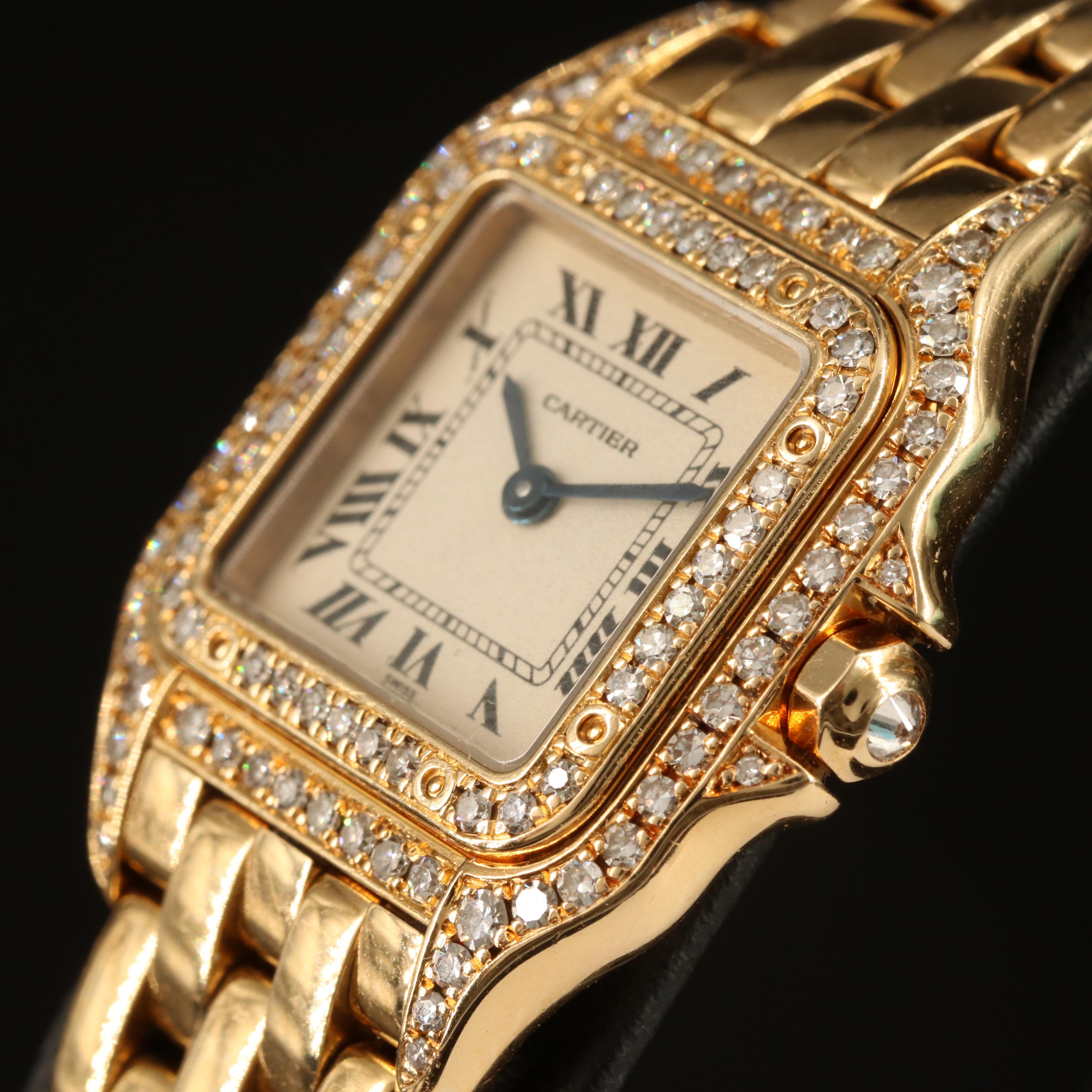 Cartier Panthere 18K Yellow Gold Diamond Quartz Watch