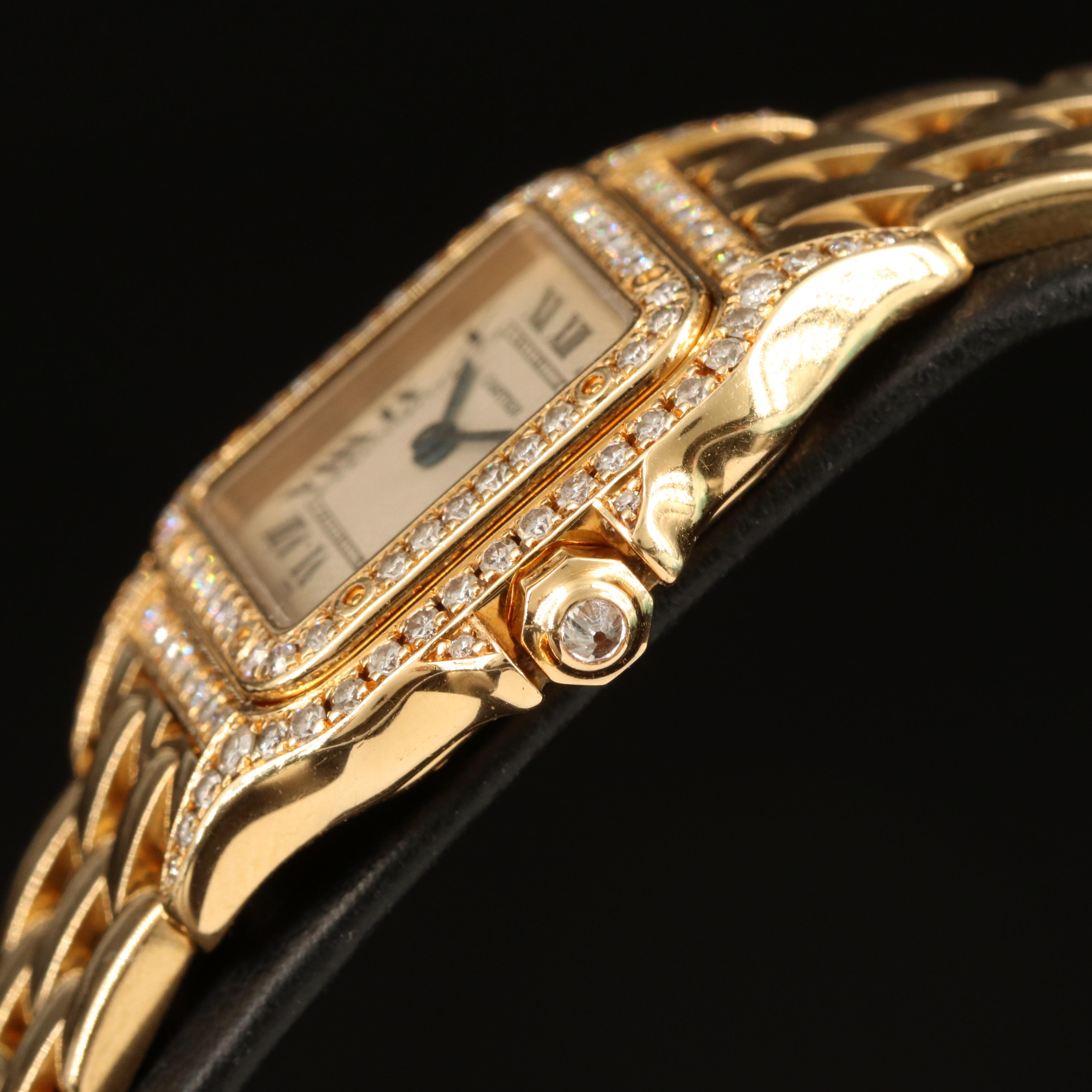 Cartier Panthere 18K Yellow Gold Diamond Quartz Watch