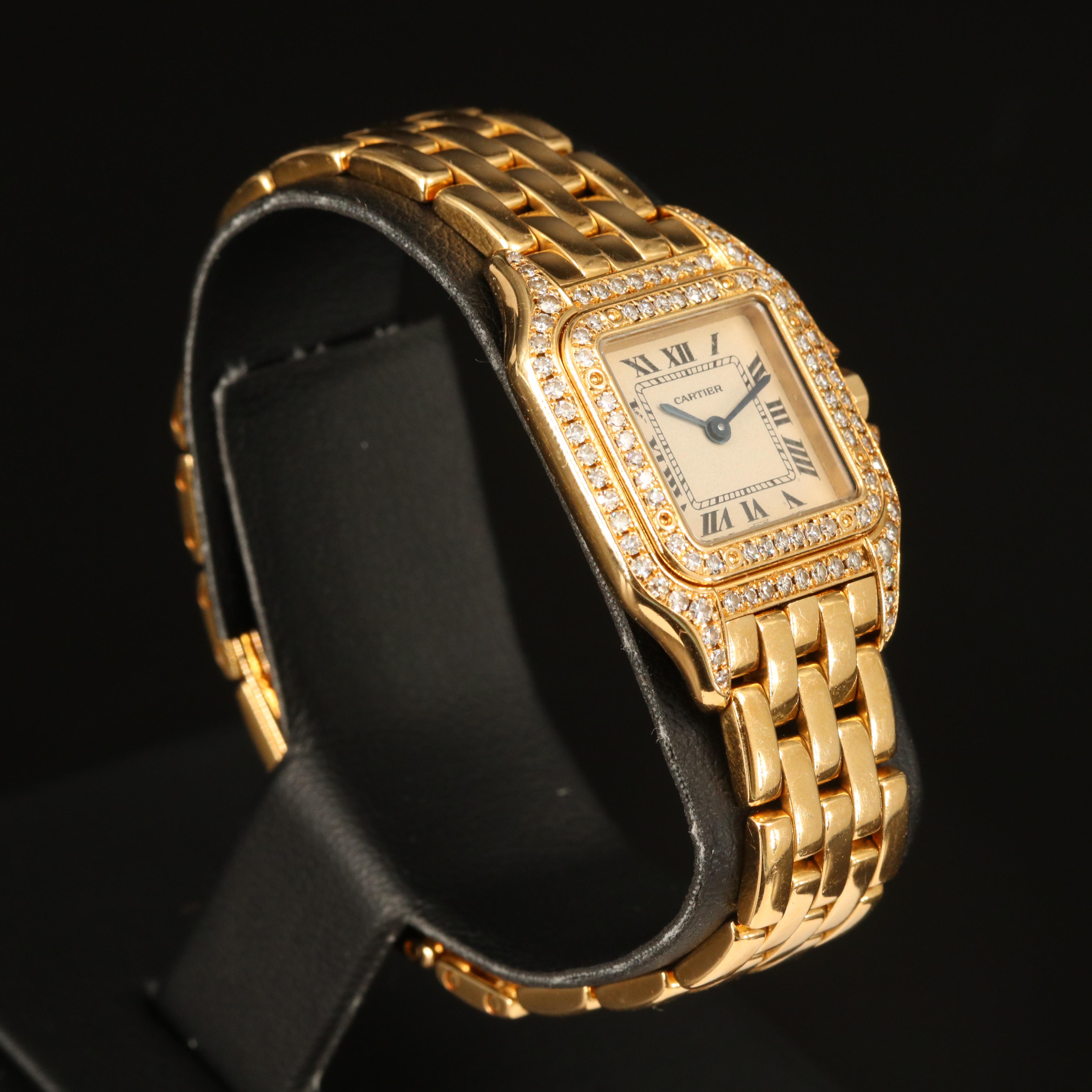 Cartier Panthere 18K Yellow Gold Diamond Quartz Watch