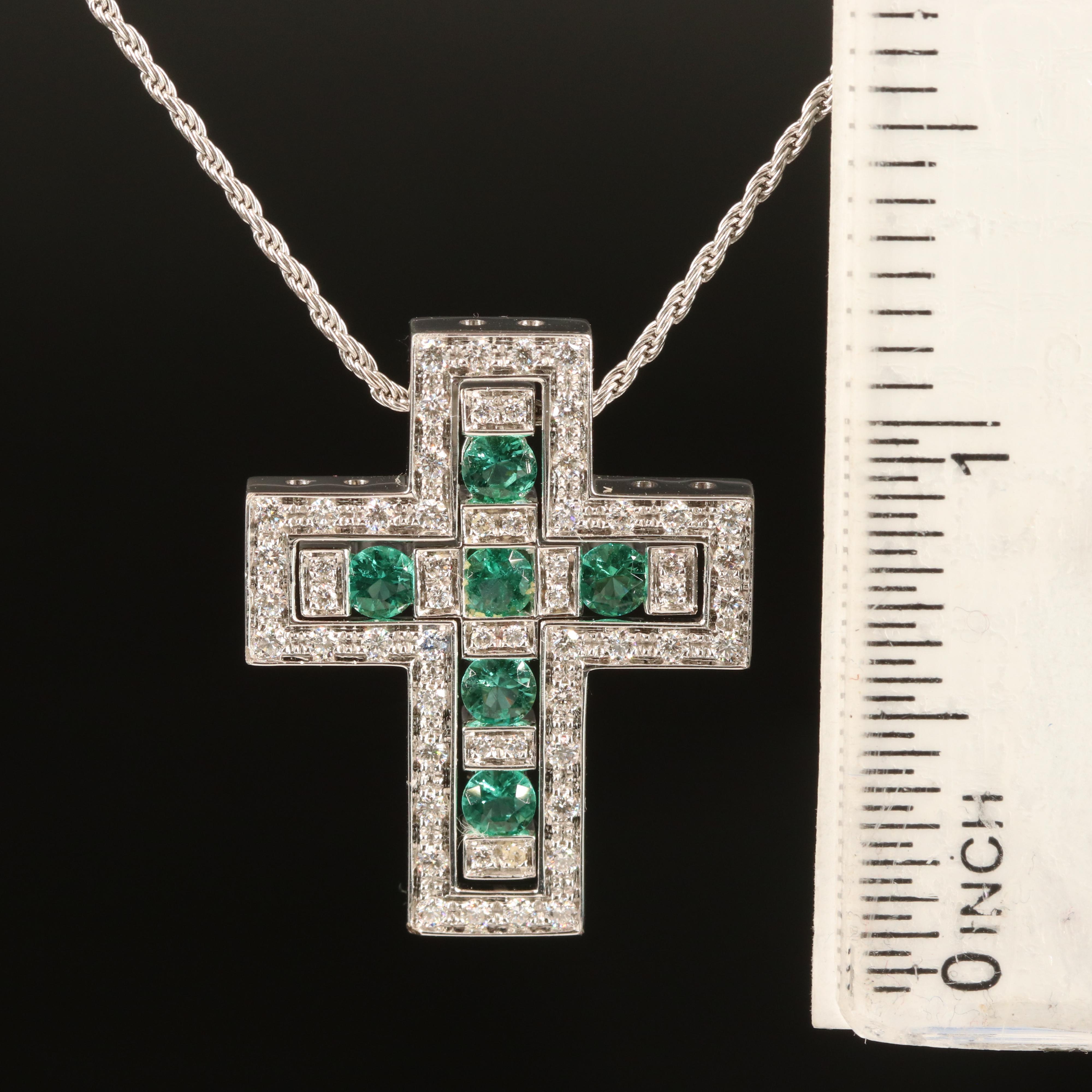 Damiani "Belle Epoque" 18K Emerald and Diamond Cross Convertible Necklace