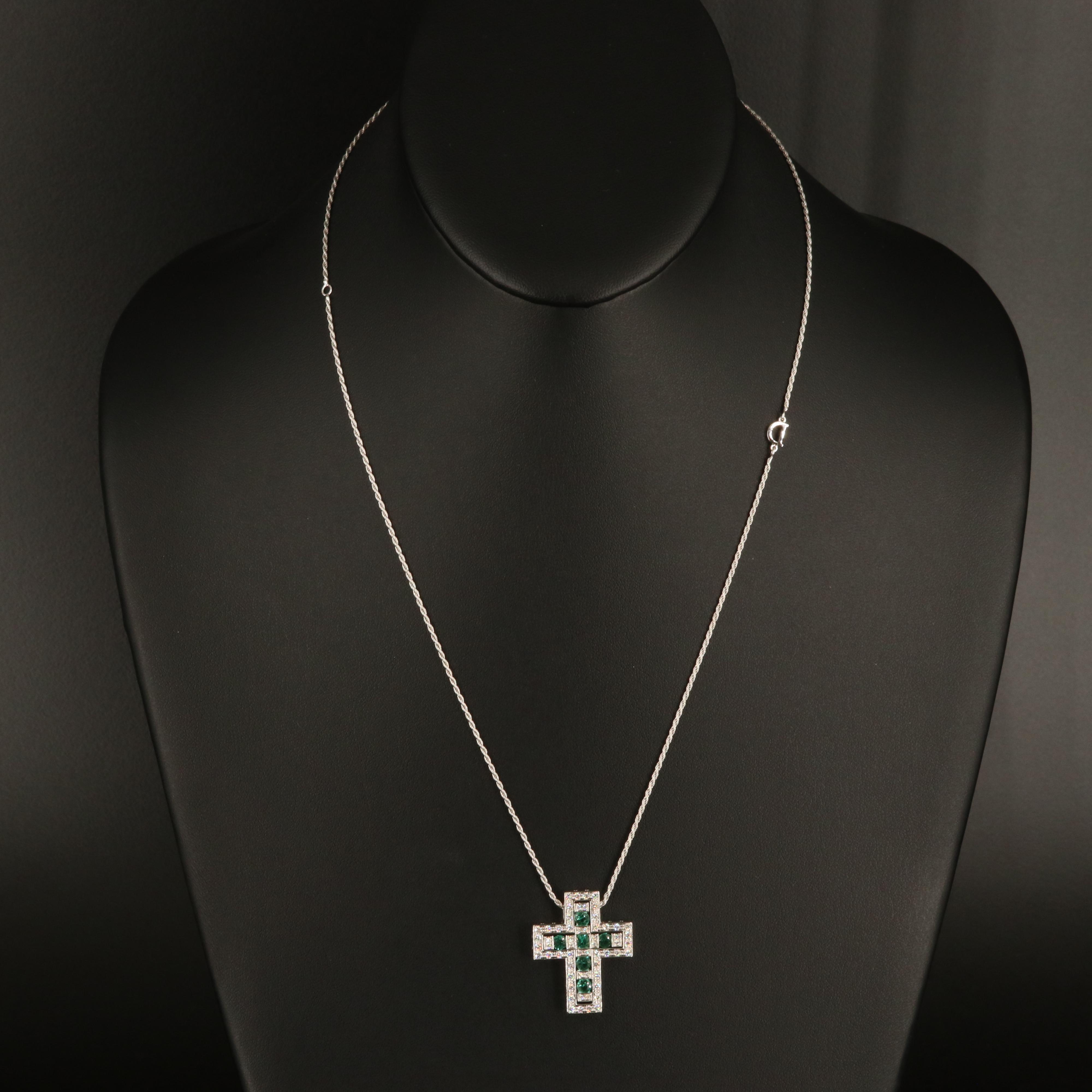 Damiani "Belle Epoque" 18K Emerald and Diamond Cross Convertible Necklace