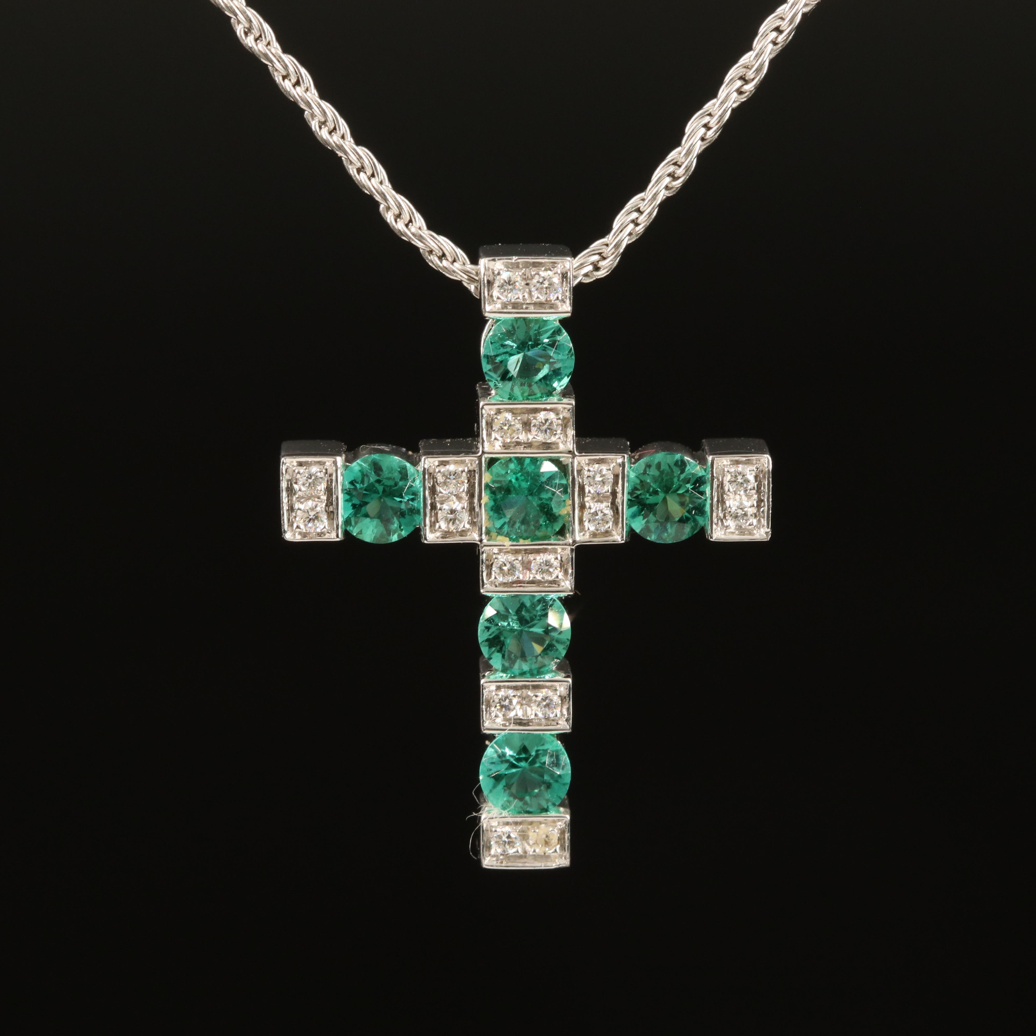 Damiani "Belle Epoque" 18K Emerald and Diamond Cross Convertible Necklace