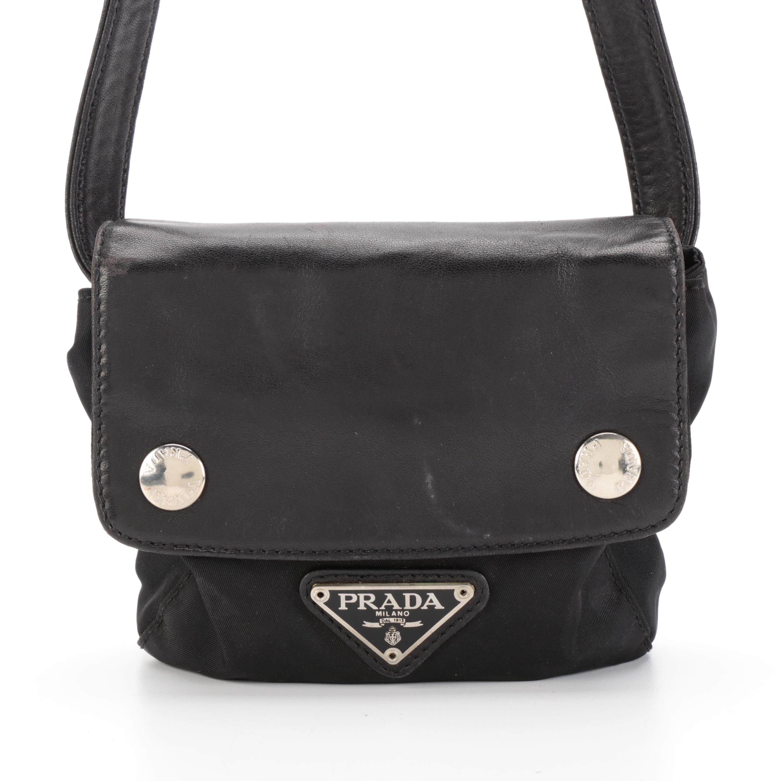 Prada Belt Bag in Black Tessuto Nylon with Leather Trim
