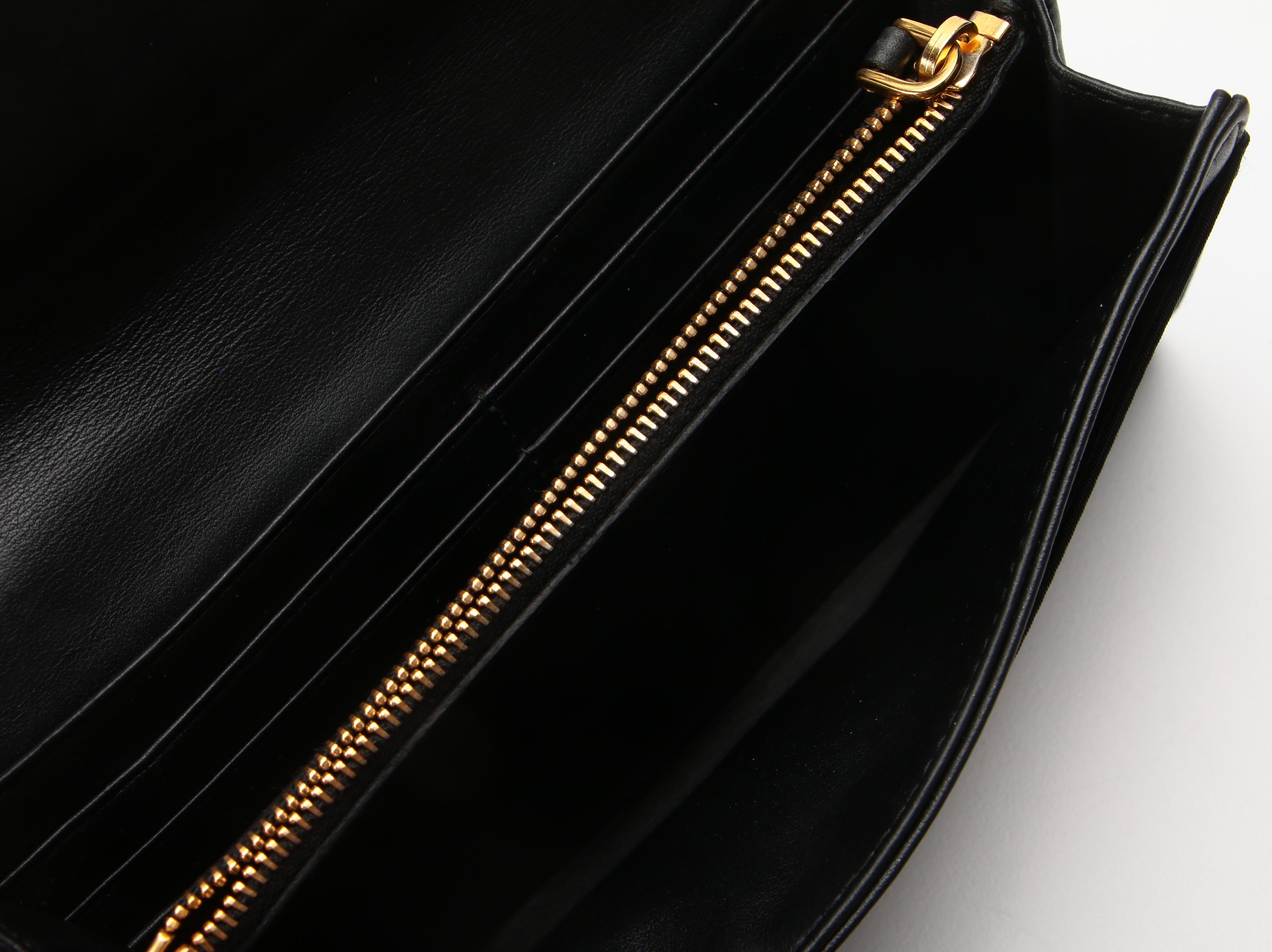 Prada Snap Long Wallet in Black Leather and Tessuto Nylon