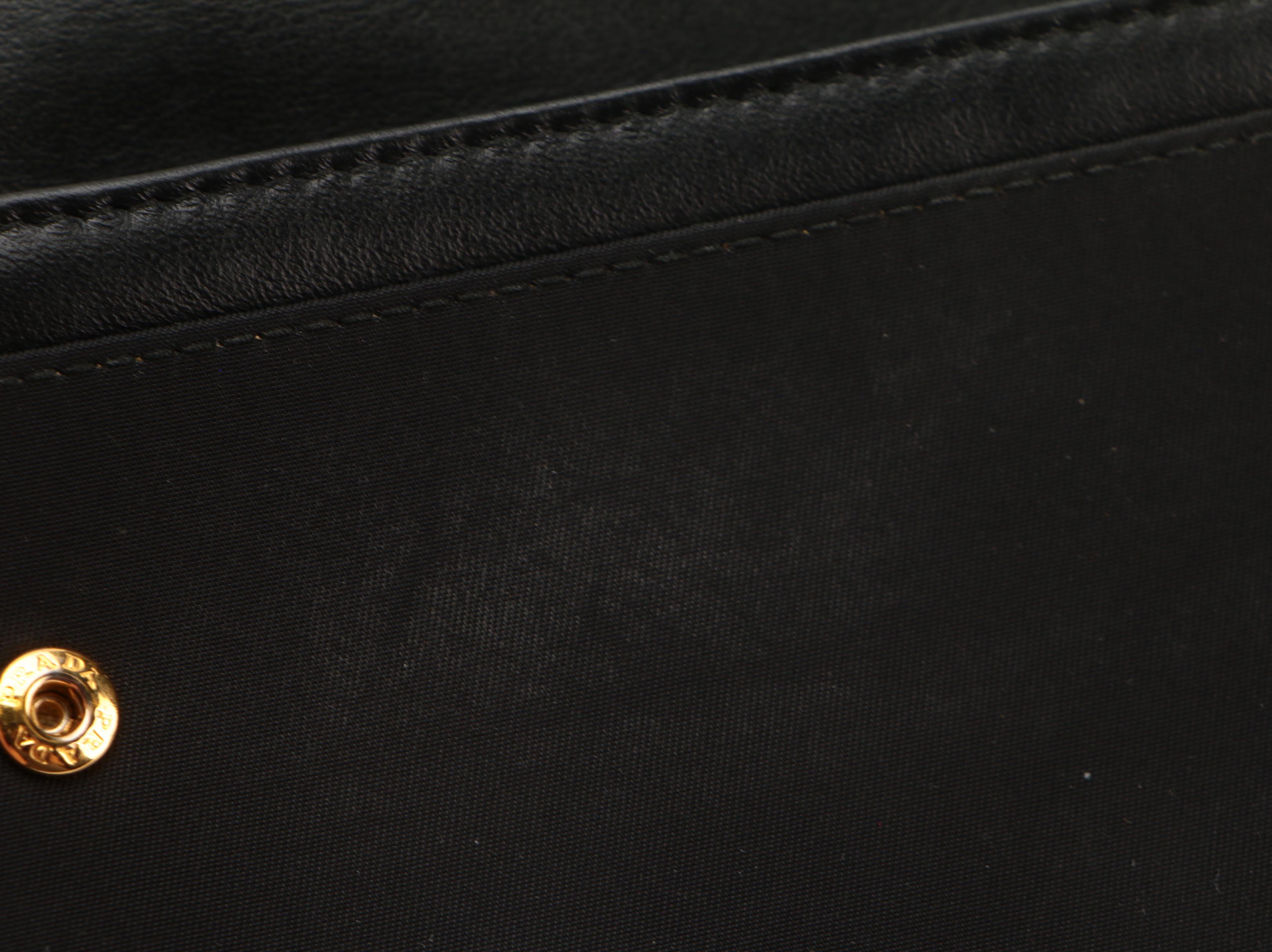 Prada Snap Long Wallet in Black Leather and Tessuto Nylon