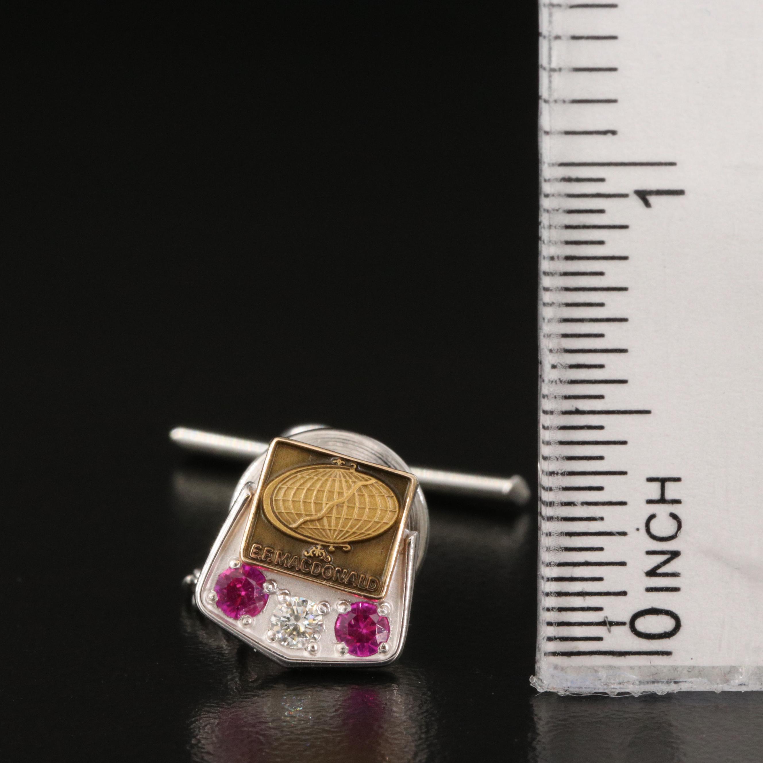 14K Ruby, Spinel and Diamond Commemorative E.F. Macdonald Tie Tacks